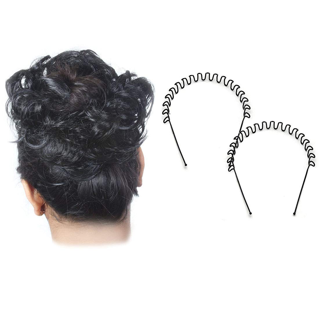 Stylish Black Rubber Juda Hair Tie for Women & Girls - Free Zig Zag Hair Band Included | Perfect for Workouts, Yoga, and Everyday Hairstyles