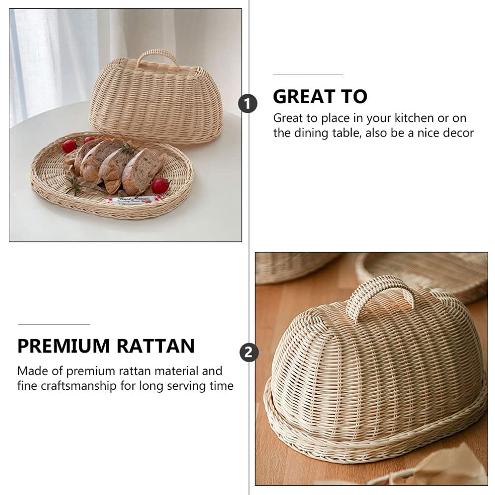 Rattan Food Cover Storage Tray - Handwoven Kitchen Fruit Basket for Bread & Produce Protection | Perfect for Picnics, Parties & Countertop Display
