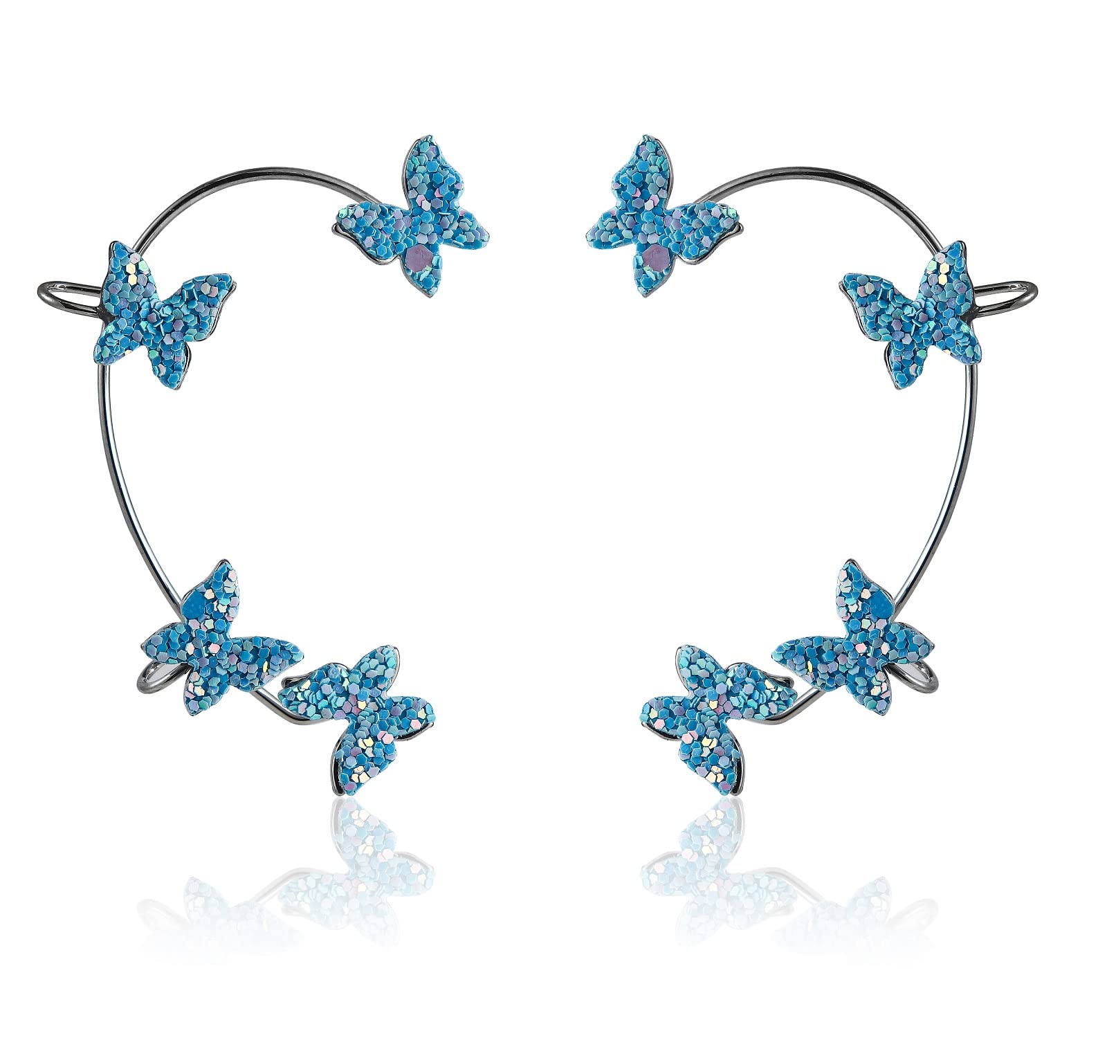 Colorful Butterfly Cuff Wrap Earrings for Women & Girls - No Piercing Zircon Crawler Ear Clips | Perfect for Parties, Weddings & Everyday Fashion Accessories