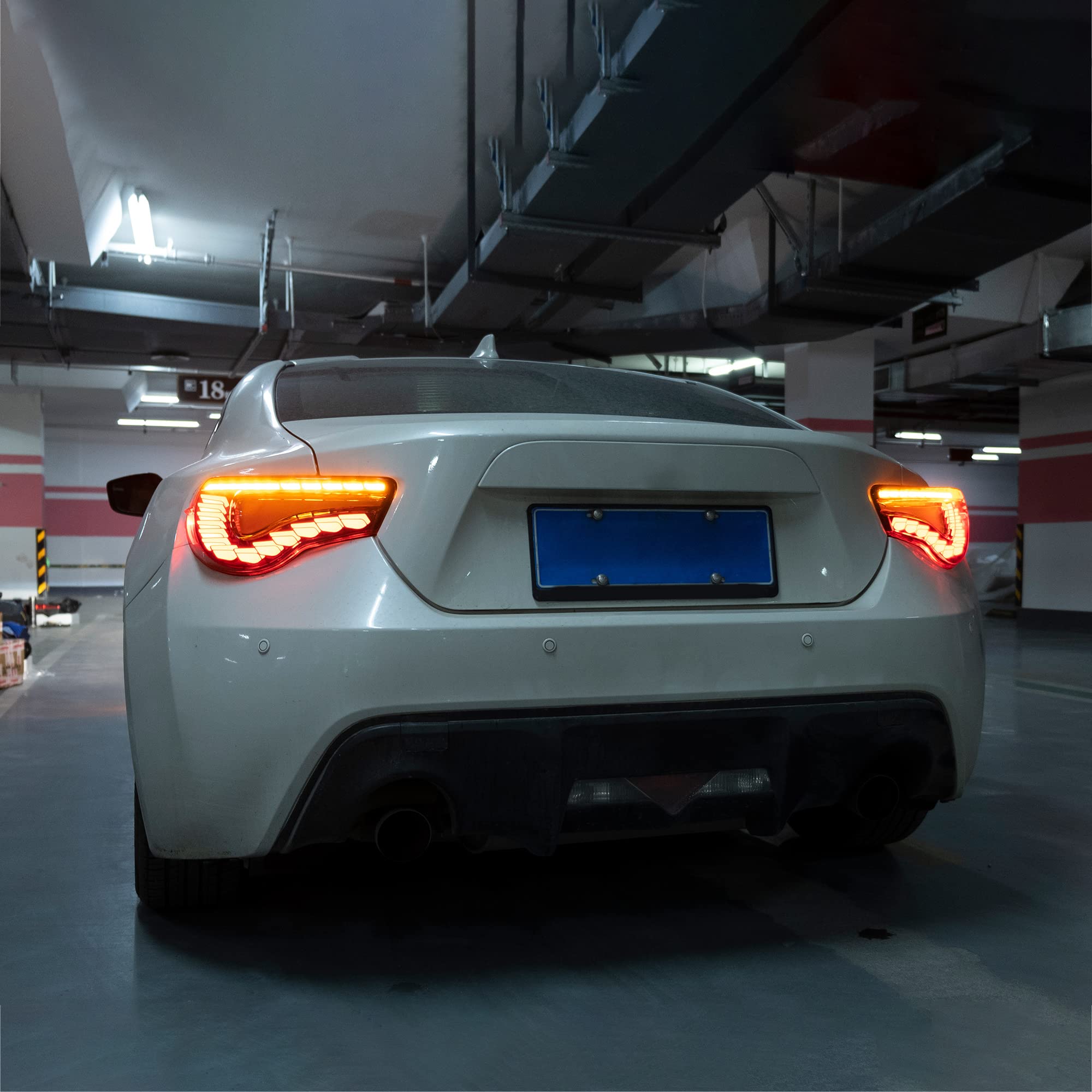 VLAND OLED Red Tail Lights for Toyota 86 GT86 2012-2020, Subaru BRZ 2013-2020, Scion FR-S 2013-2020 - Dragon Scales Dynamic Running Lights with Sequential Turn Signals - Perfect for Car Enthusiasts & Night Driving Upgrades