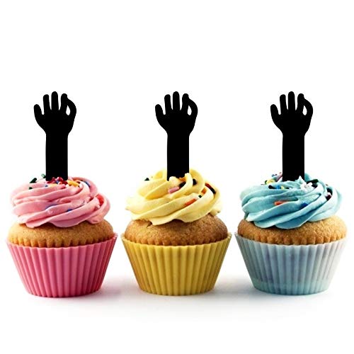 TA1059 Cute Zombie Hand Silhouette Acrylic Cupcake Toppers - 10 Pack for Halloween, Birthday, Wedding Party Decorations - Perfect for Cupcakes, Cakes, and Dessert Displays