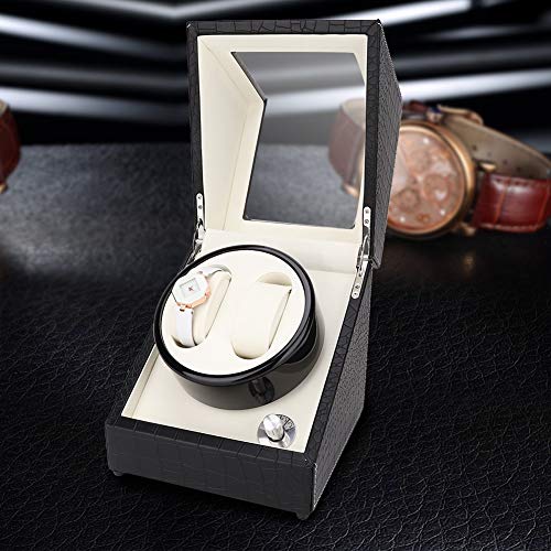 2+0 Watch Winder Box - Automatic Double Head Watch Winding Case with Transparent Cover for Automatic Watches | Perfect for Home Watch Storage, Watch Shop Display & Watch Collector Organization
