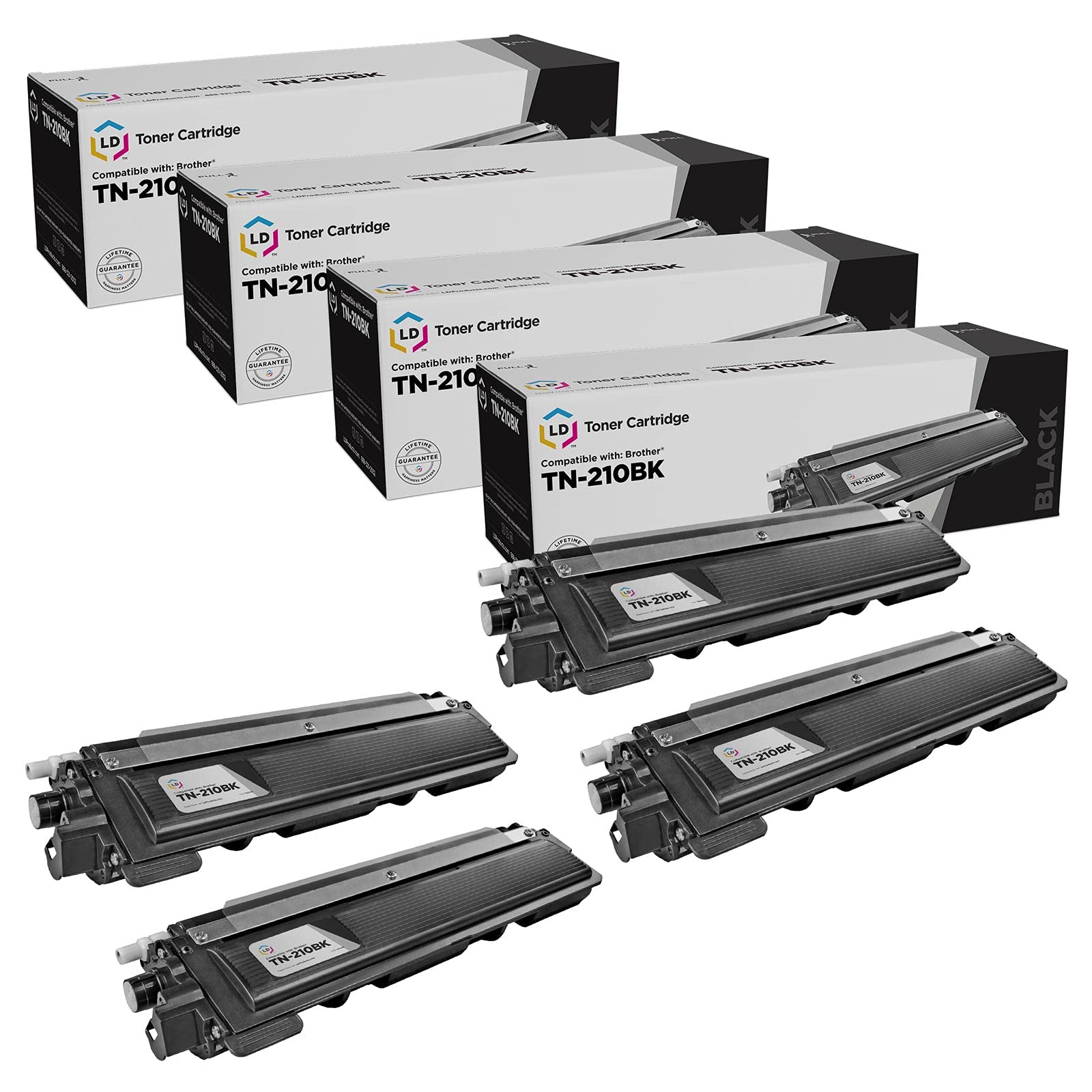 Brother TN210BK Compatible Toner Cartridge (4-Pack, Black) - Replacement for Brother DCP-9010CN, HL-3040CN, HL-3070CW, HL-3045CN Printers | High-Quality Printing for Office Documents, Reports & Home Use