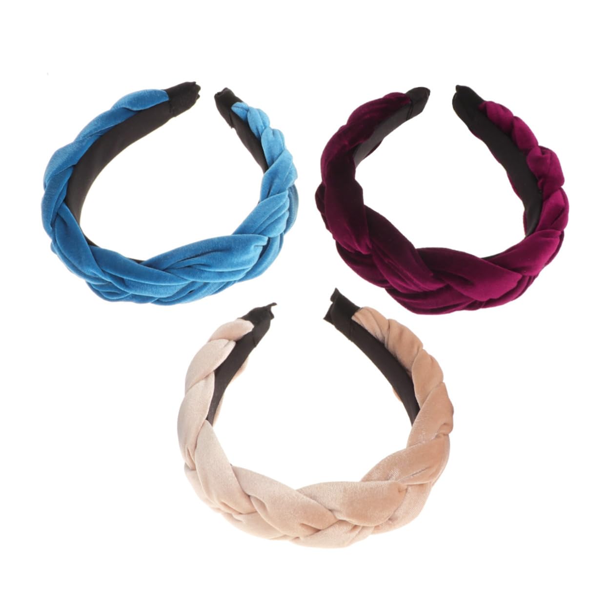 Beavorty 2-Pack Thick Suede Hairbands - Wide Braided Elastic Headbands for Women & Girls (3pcs x 2) | Perfect for Yoga, Workouts, and Everyday Styling