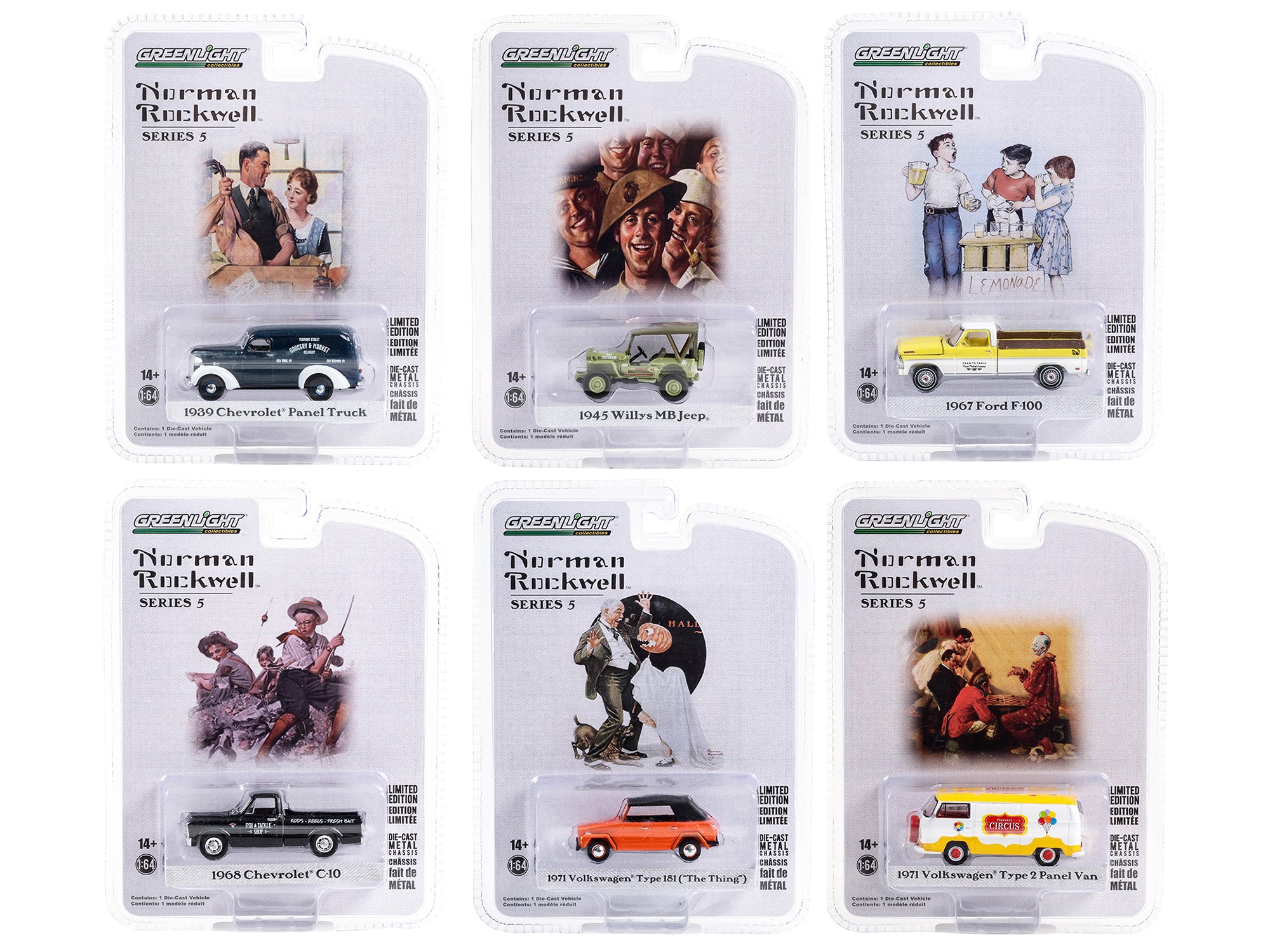 Greenlight 1/64 Diecast Model Cars - Norman Rockwell Series 5 Set of 6 Collectible Vehicles | Perfect for Display, Gifts & Car Enthusiast Collections