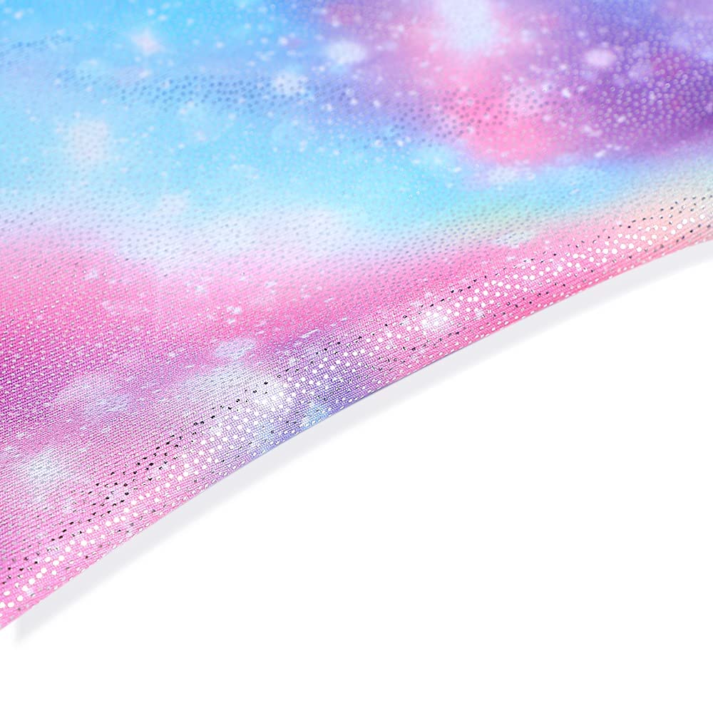 Girls Gymnastics Leotard - Shiny Rainbow Blue & Hot Pink Dance Wear for Toddlers - Mermaid Unicorn Biketards for Ballet, Cheerleading & Athletic Performance