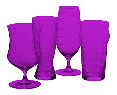 TableTop King Cheers Assorted Craft Beer Glasses - Set of 4 Pink Pint Glasses for Beer Lovers | Perfect for Home Bars, Parties & Gift Giving