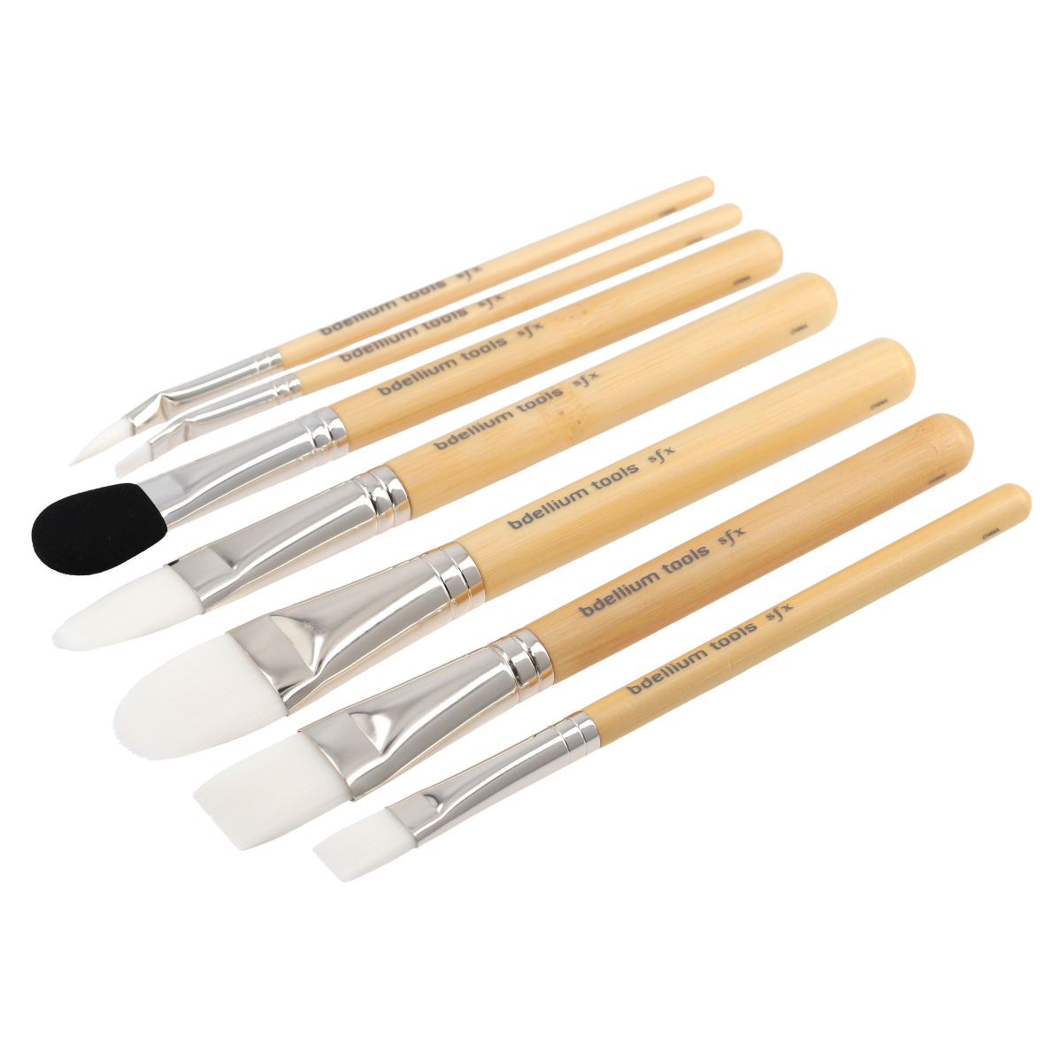 Professional SFX Makeup Brush Set - 7 Piece Kit with Ziplock Pouch for Halloween, Cosplay & Special Effects Makeup Artists