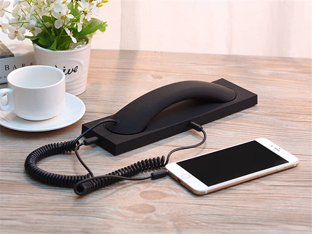 Vintage Retro Phone Handset Headset with 3.5mm Jack & Built-in Microphone - Anti-Radiation Design for iPhone & Samsung - Perfect for Call Centers, Gaming, and Home Office Use