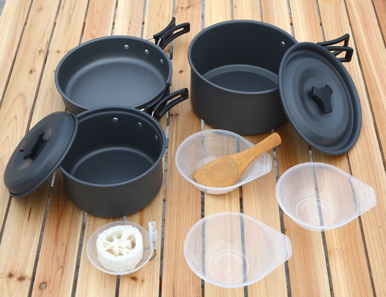 COVVY Camping Cookware Set - Portable & Durable Non-Stick Pots and Pans with Bowls & Spork - Lightweight Outdoor Cooking Gear for Hiking, Backpacking, and Camping Trips