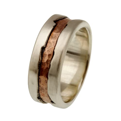 Men's Wedding Band - Sterling Silver Wide Rustic Ring for Engagement & Marriage - RS-1281 | Perfect for Outdoor Weddings & Anniversary Gifts