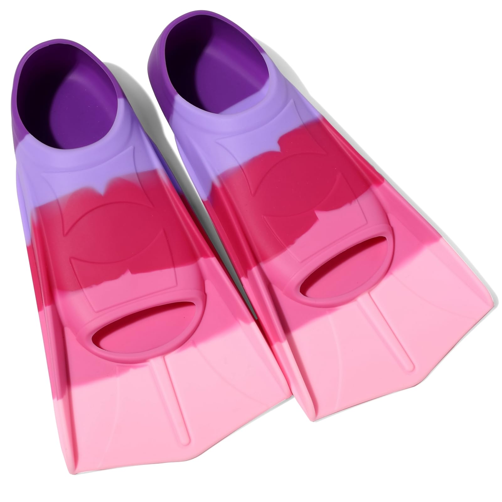 Kids Swim Fins - Short Blade Non-Slip Heel Pool Training Flippers for Youth, Lightweight Design for Swimming Lessons & Water Safety