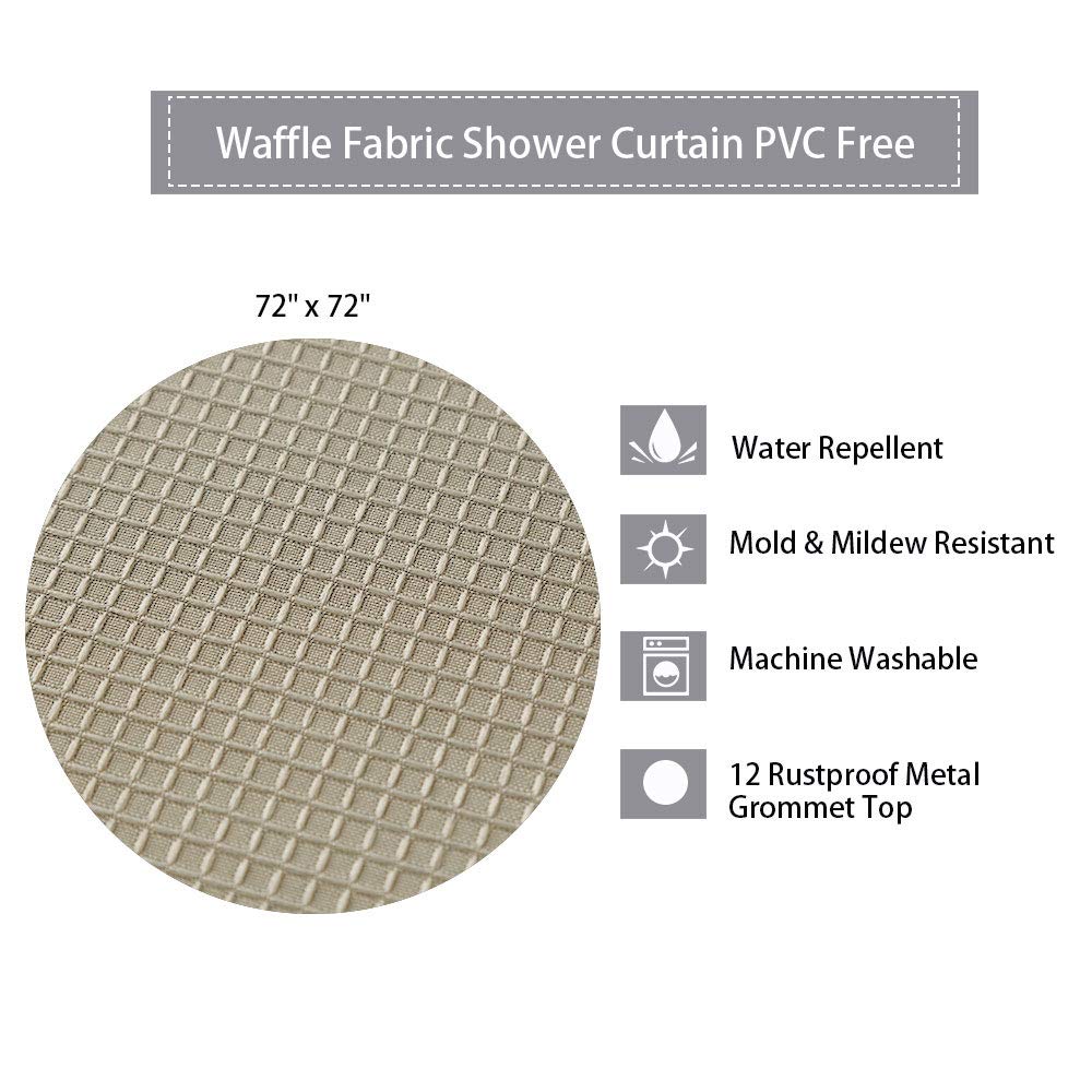 CAROMIO Luxury Waffle Weave Shower Curtain - Hotel Quality Bathroom Decor with Rustproof Metal Grommets, 72x72 Inch Taupe - Perfect for Spa-Like Bathrooms & Guest Suites