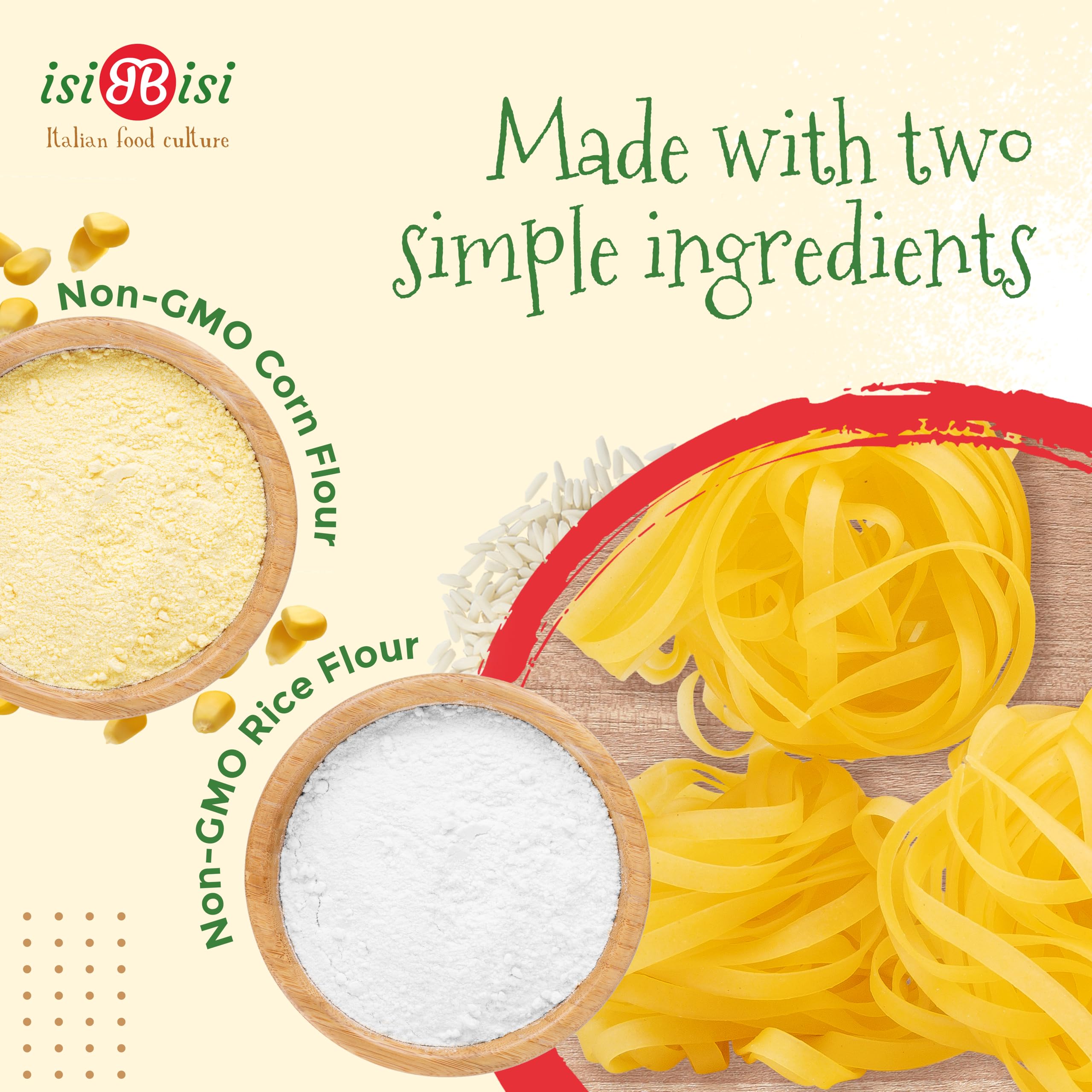 isiBisi Gluten Free Fettuccine Nest Italian Pasta - Organic Corn & Rice Noodles | Vegan, Non-GMO, Authentic Italian Pasta | Made in Italy | Perfect for Vegan Diets, Gluten-Free Meals & Italian Cuisine (1-Pack)