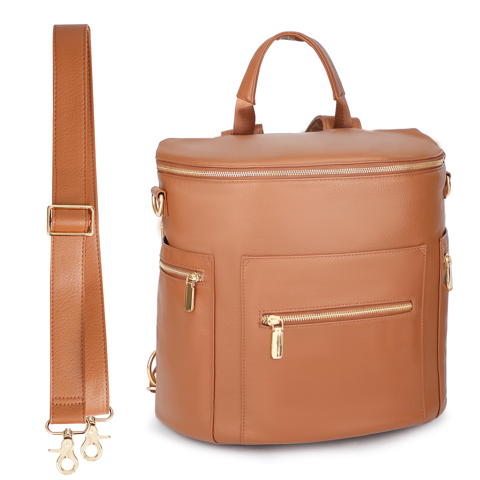 Premium Leather Diaper Backpack for Moms & Dads - Large Baby Bag with 14 Pockets, Changing Pad & Stroller Straps | 2 Insulated Pockets for Bottles | Perfect for Travel, Daycare & Family Outings