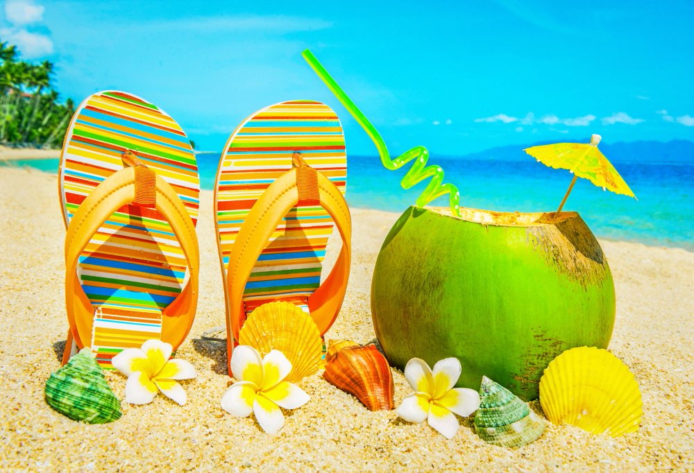 Summer Themed Baby Photography Backdrop - Tropical Beach Birthday Party Decor, Photobooth Background, Baby Shower Props & Table Decoration (FT-6233) - Perfect for Kids' Parties, Newborn Photos & Tropical Themed Events