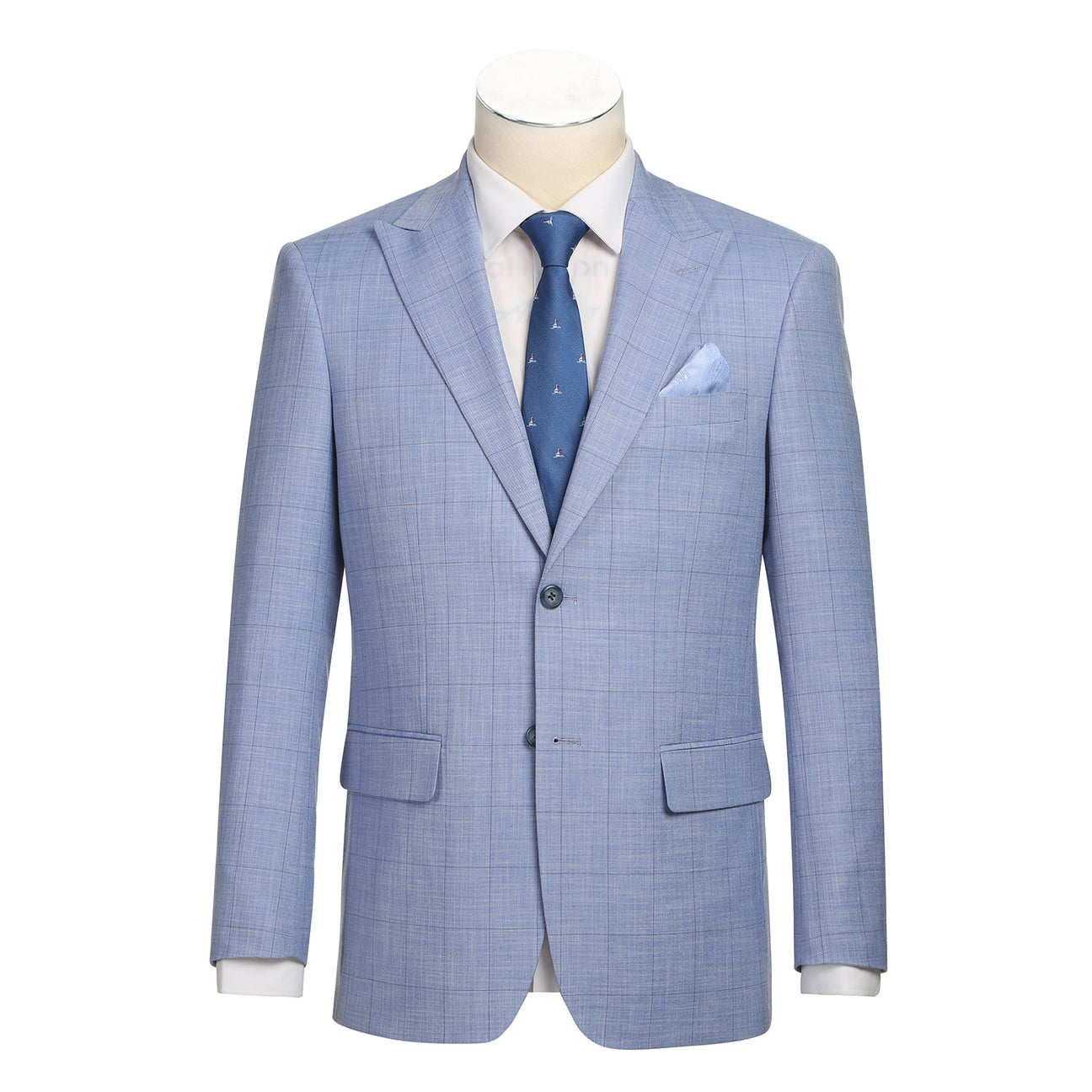 Renoir Alessandro Vitello Slim Fit Light Blue Suit for Men | Formal Business Attire & Wedding Occasions | Premium Quality Tailored Suit Jacket & Pants Set