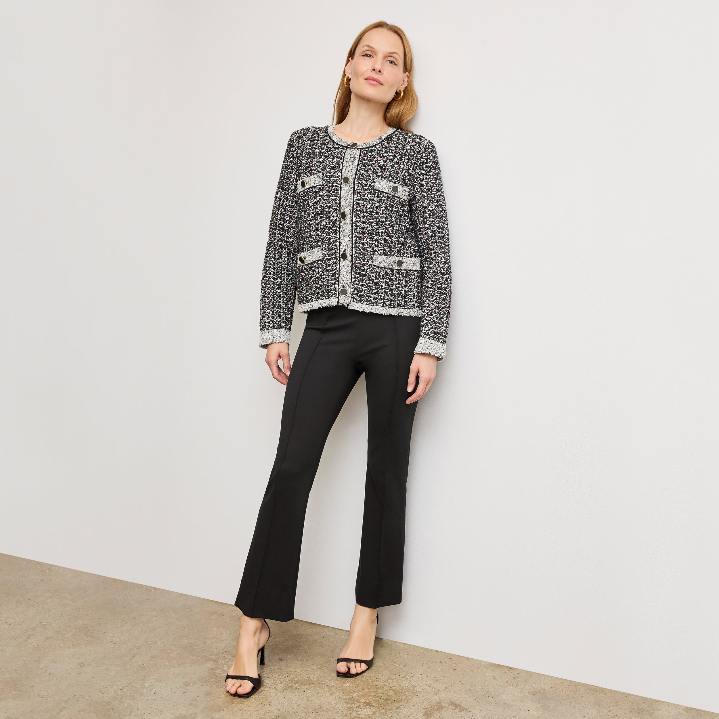 Allyn Kick Flare Pant - Butter Ponte Fabric in Black | Women's Stretchy Work Pants for Office & Business Casual Outfits
