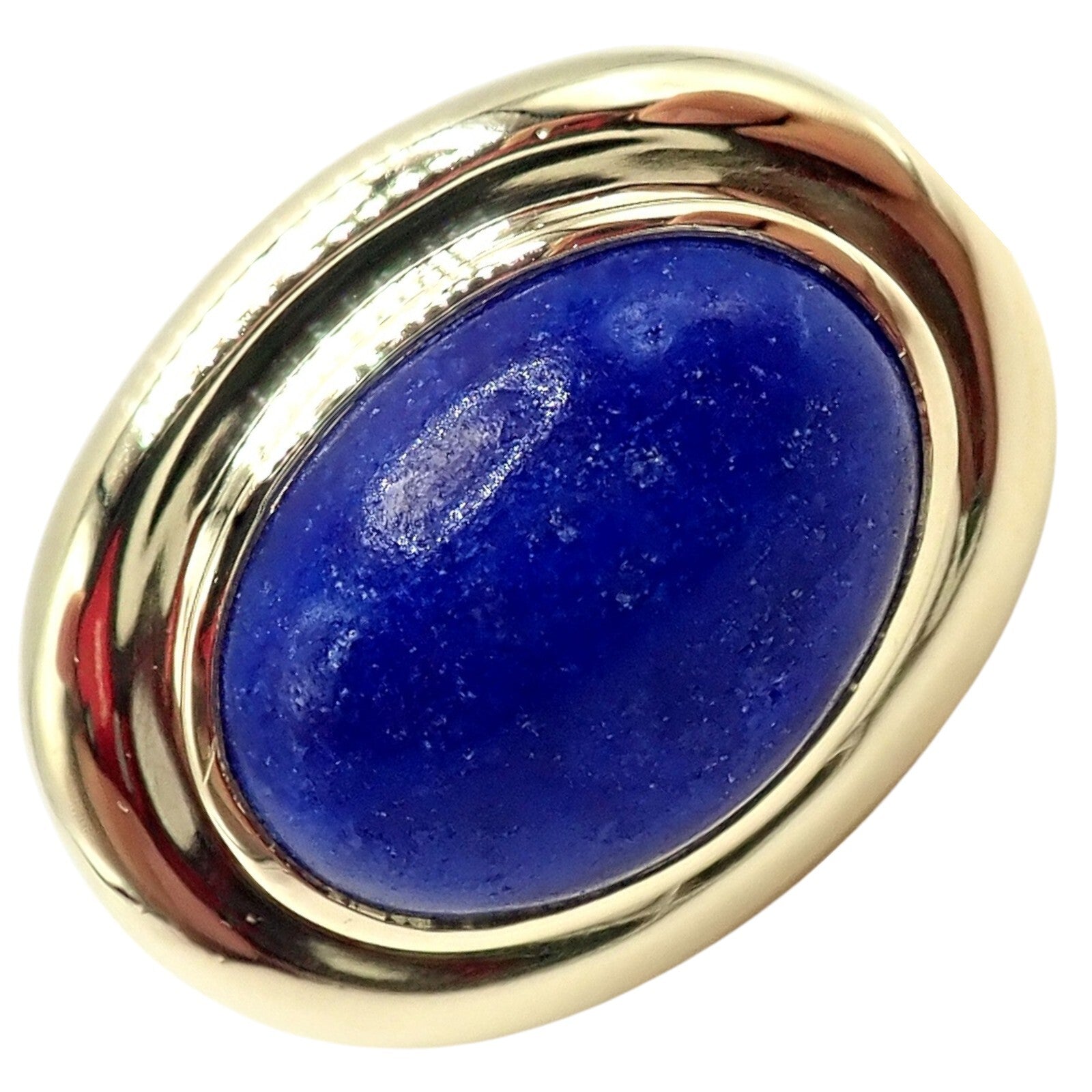 Authentic Tiffany & Co Paloma Picasso 18k Yellow Gold Large Lapis Oval Ring - Luxury Statement Jewelry for Women, Perfect for Weddings, Anniversaries & Special Occasions