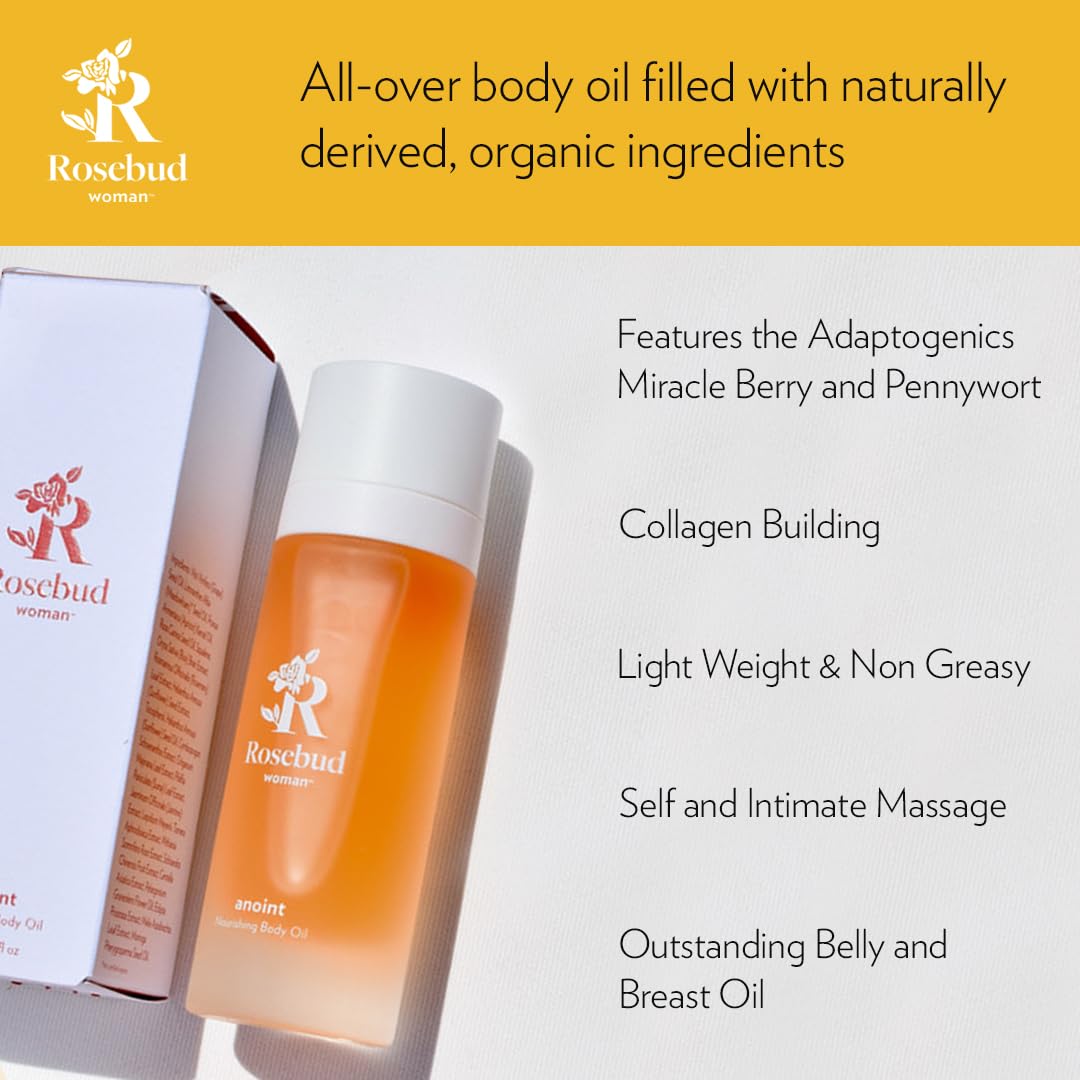 Rosebud Woman Anoint Nourishing Body Oil - Hydrating & Moisturizing Organic Skincare for Dry Skin - Perfect for Massage, Aromatherapy & Self-Care Rituals
