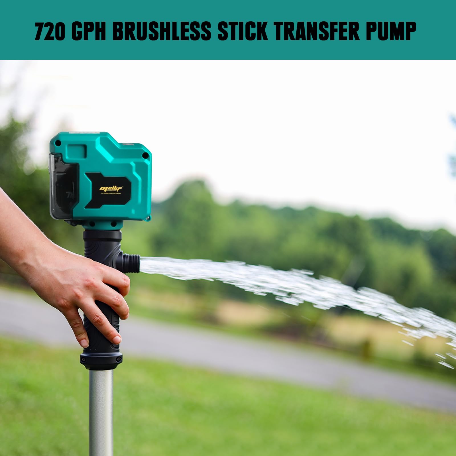 **Mellif 18V Cordless Stick Water Transfer Pump - 720GPH Brushless Submersible Pump for Makita Battery, Portable Utility Pump for Pool, Garden, Pond, Sump (Tool Only) - Ideal for Water Drainage, Irrigation & Flood Control**