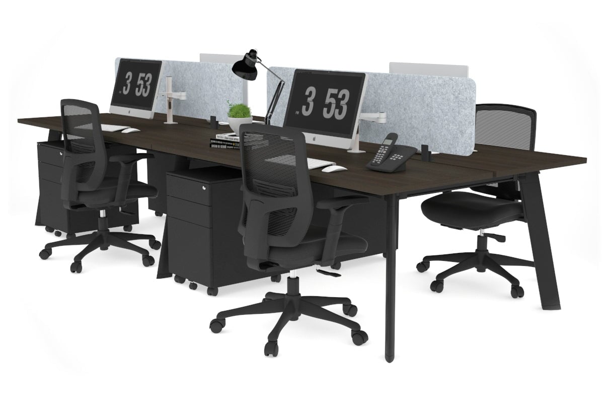4-Person Workstation with Black Frame - 1800L x 700W Office Desk for Team Collaboration & Productivity | Perfect for Open Offices, Coworking Spaces & Home Offices