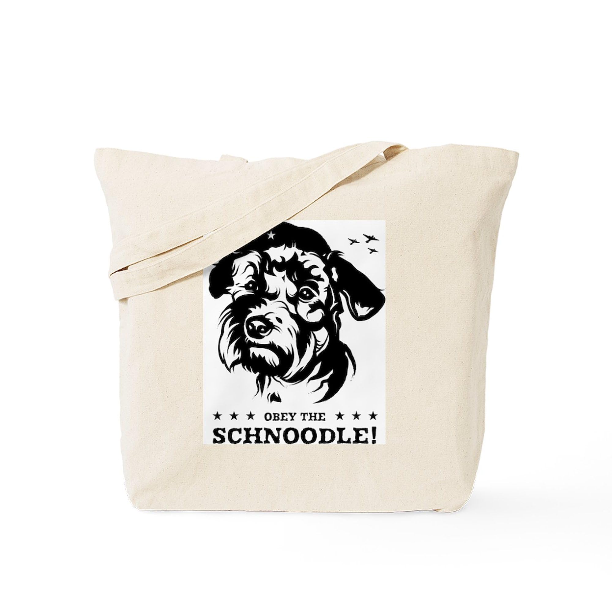 Obey The Schnoodle! Propaganda Tote Bag - Natural Canvas Reusable Shopping Bag for Groceries, Beach & Daily Use