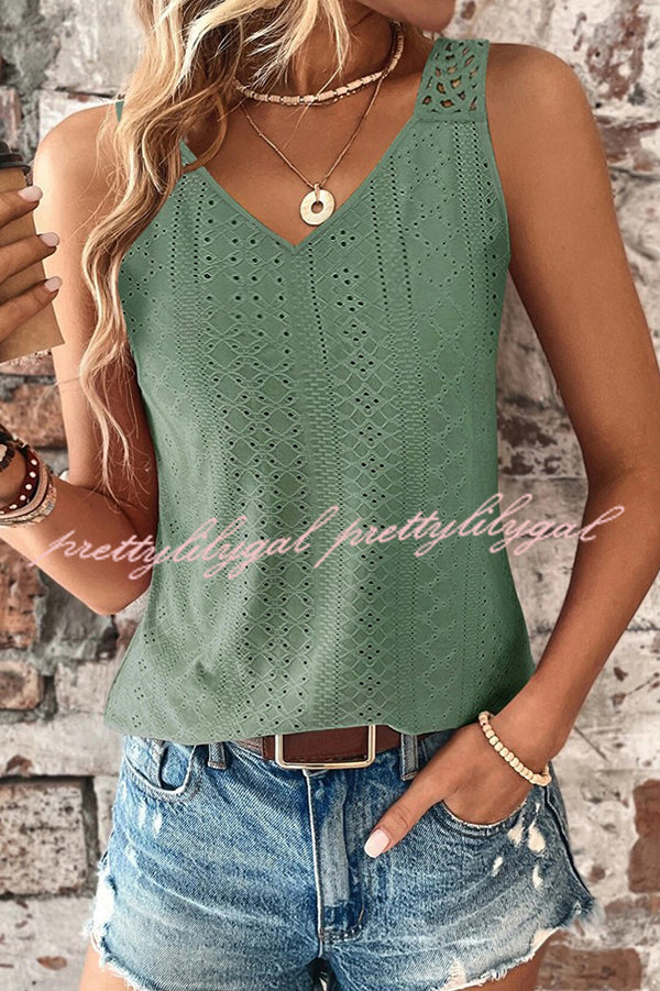 Stylish Solid Color Casual V-Neck Hollow Back Vest Top for Women - Perfect for Summer Outfits, Layering, and Daily Wear
