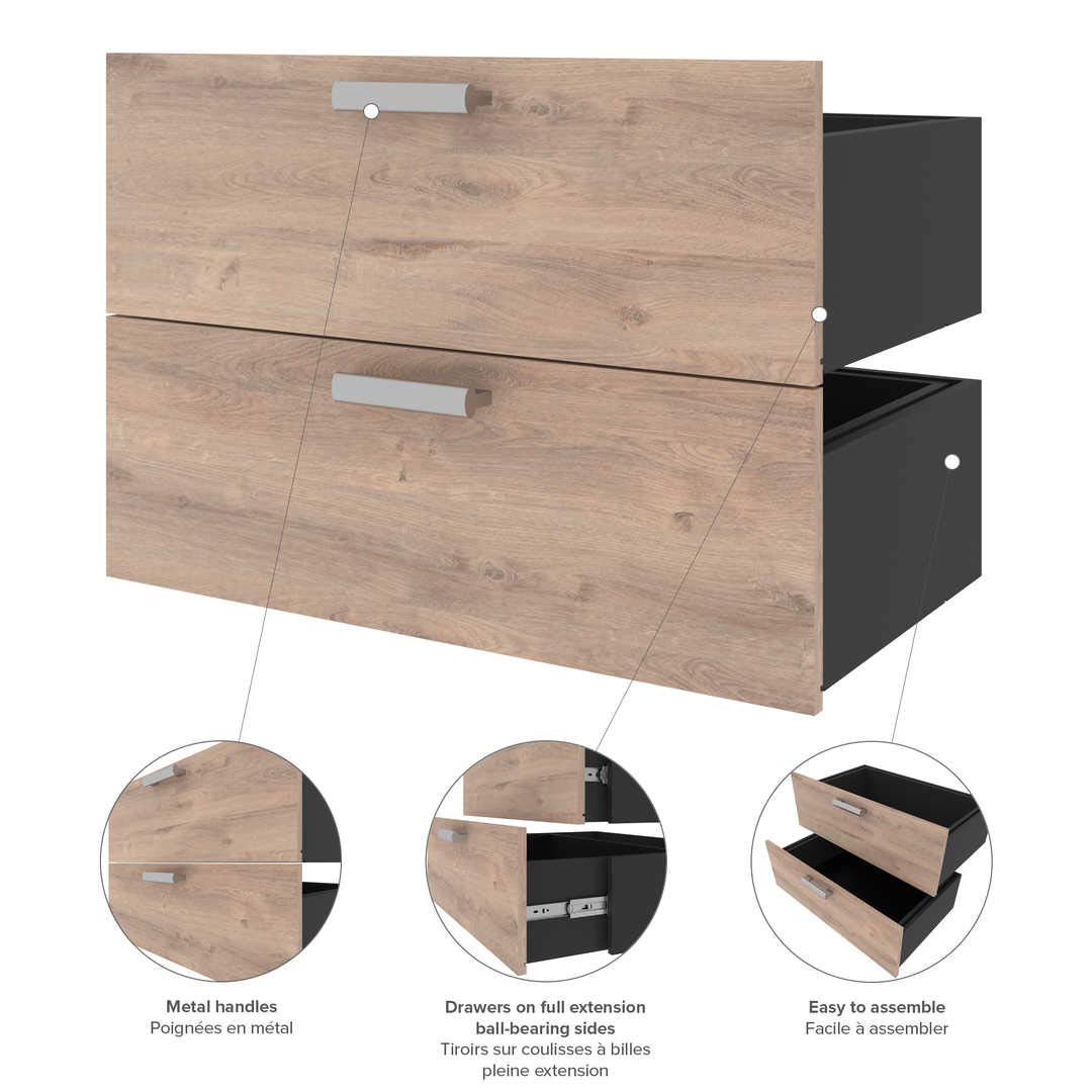 Bestar 2-Drawer Dresser Set for Cielo 30-Inch Closet Organizer - Rustic Brown Concealed Storage Cabinet for Bedroom, Kitchen & Entryway - Perfect for Organizing Clothes, Linens & Household Items