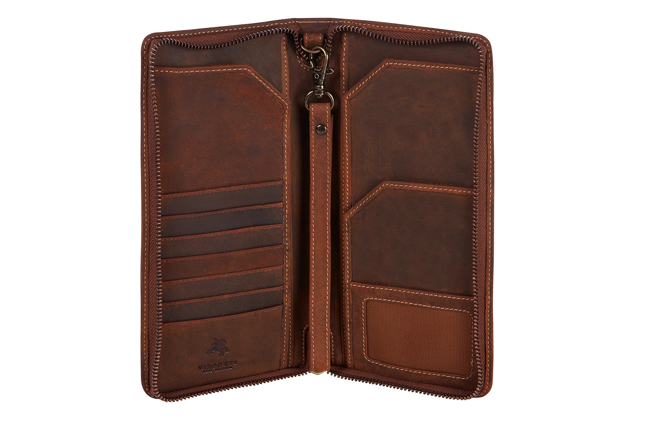 Visconti 728 Large Distressed Leather Travel Wallet for Passport, Tickets & Credit Cards - RFID Blocking - Tan - Perfect for Air Travel, Business Trips & Everyday Use