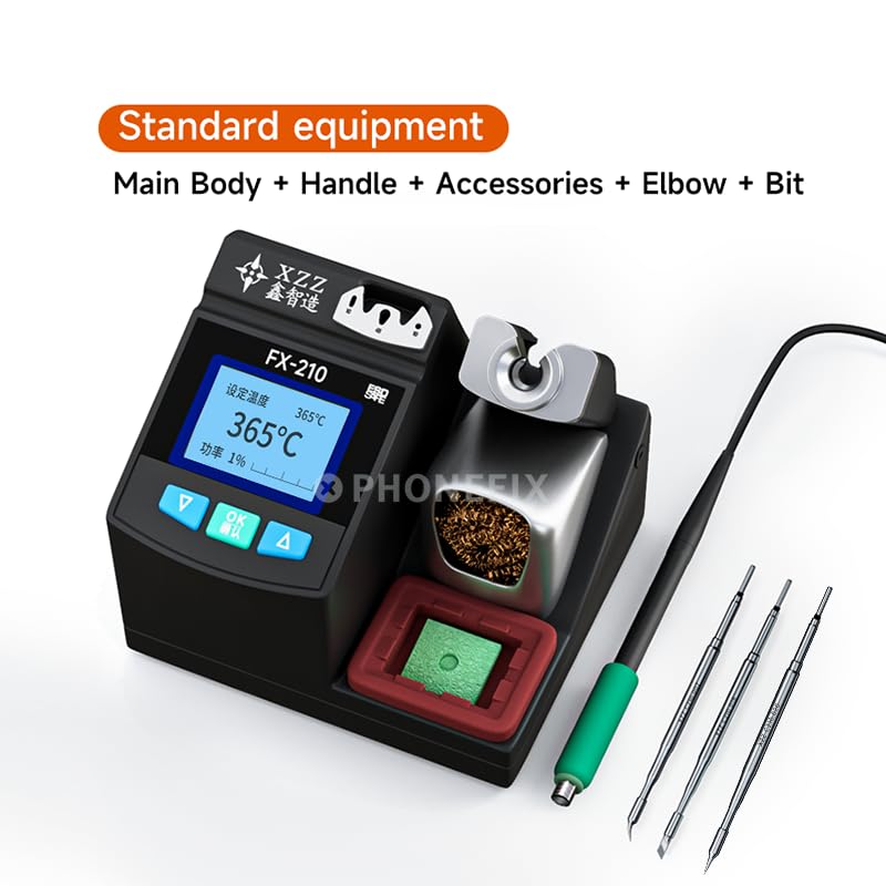 FX-210 Lead-Free Soldering Station Kit with Intelligent Temperature Control & 2S Fast Heating - 110V for Phone PCB Repair, Electronics DIY & Home Appliance Maintenance