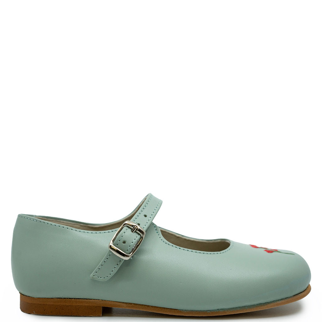 Sonatina Mint Embroidered Mary Jane Flats - Comfortable Women's Casual Shoes for Work, Party & Everyday Wear