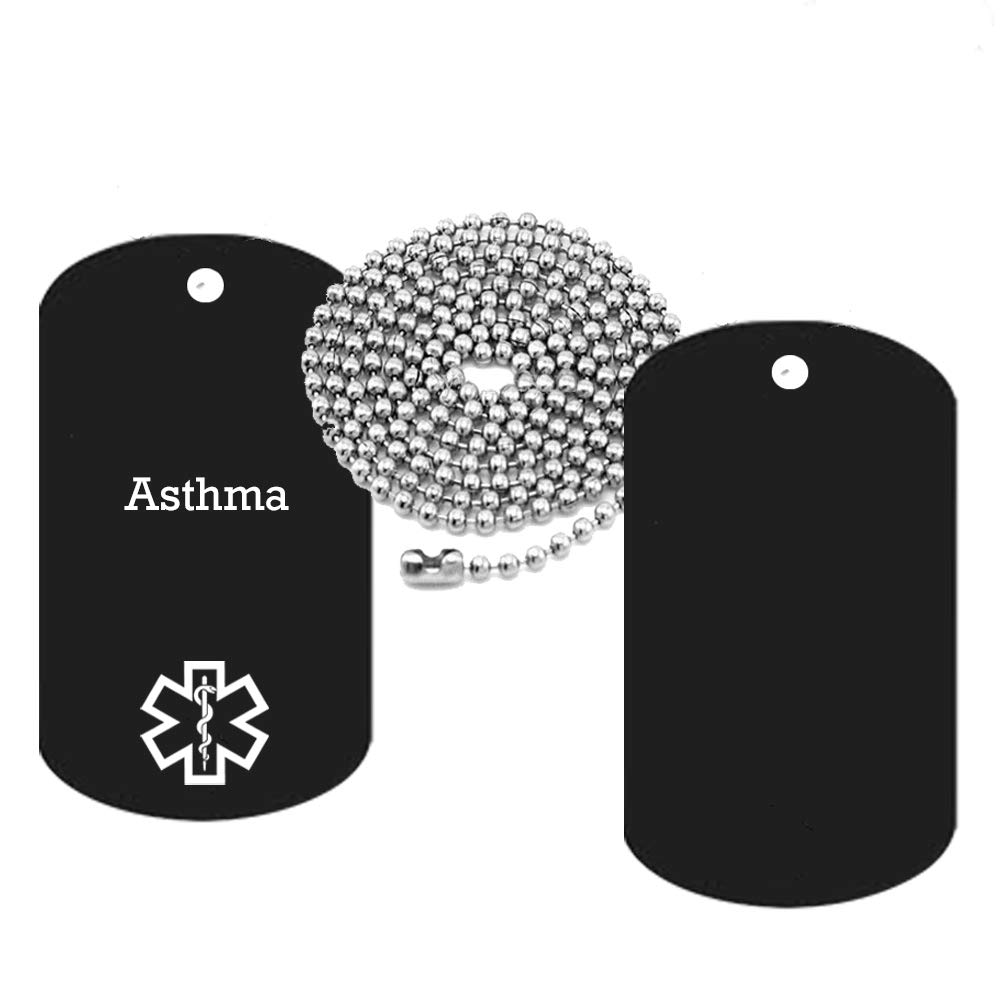 Asthma Medical Alert ID Dog Tag Pendant - Anodized Aluminum Allergy Emergency Jewelry for Adults & Kids - Perfect for Hiking, Travel & Daily Wear