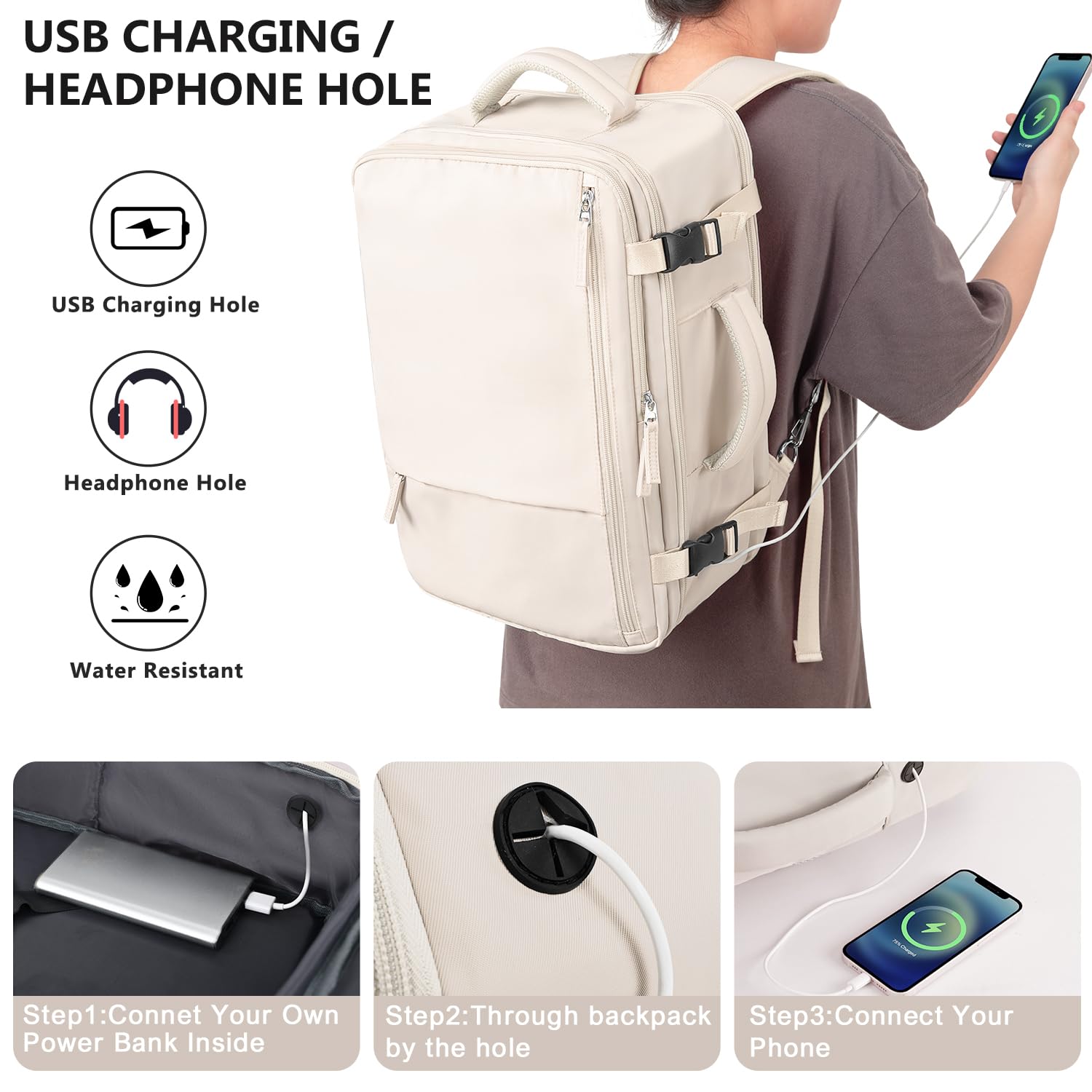 **Snoffic Waterproof Travel Backpack for Men & Women - 17.3