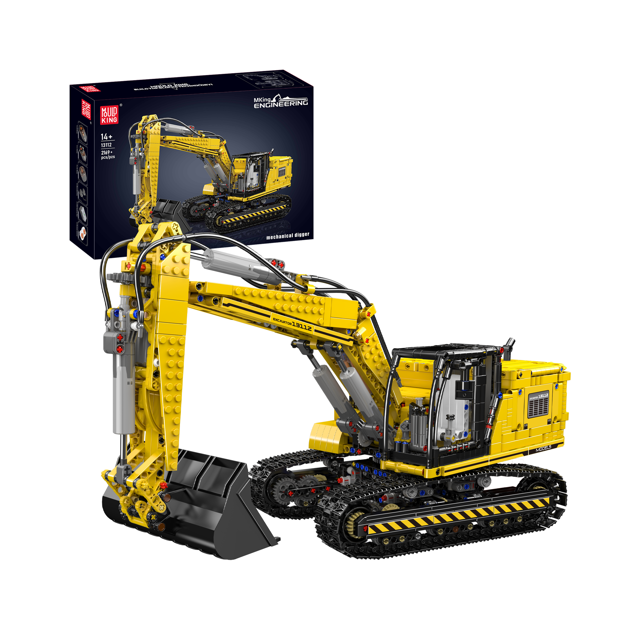 MOULD KING 13112 Remote Control Tracked Excavator Building Blocks Set - 1,830 PCS STEM Construction Toy for Kids & Adults | Perfect for DIY Projects, Collectors & RC Enthusiasts