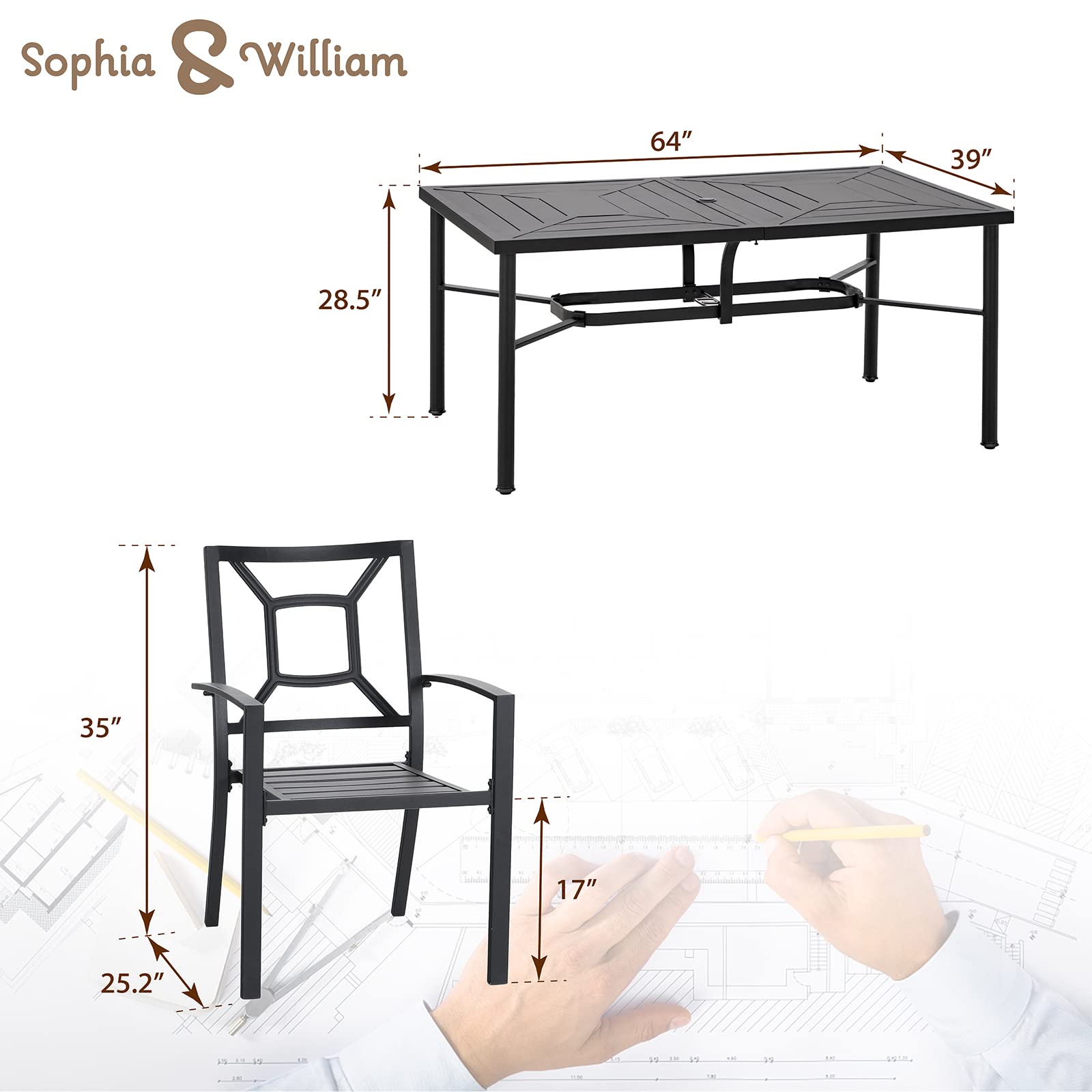 Sophia & William 7-Piece Outdoor Dining Set - 64