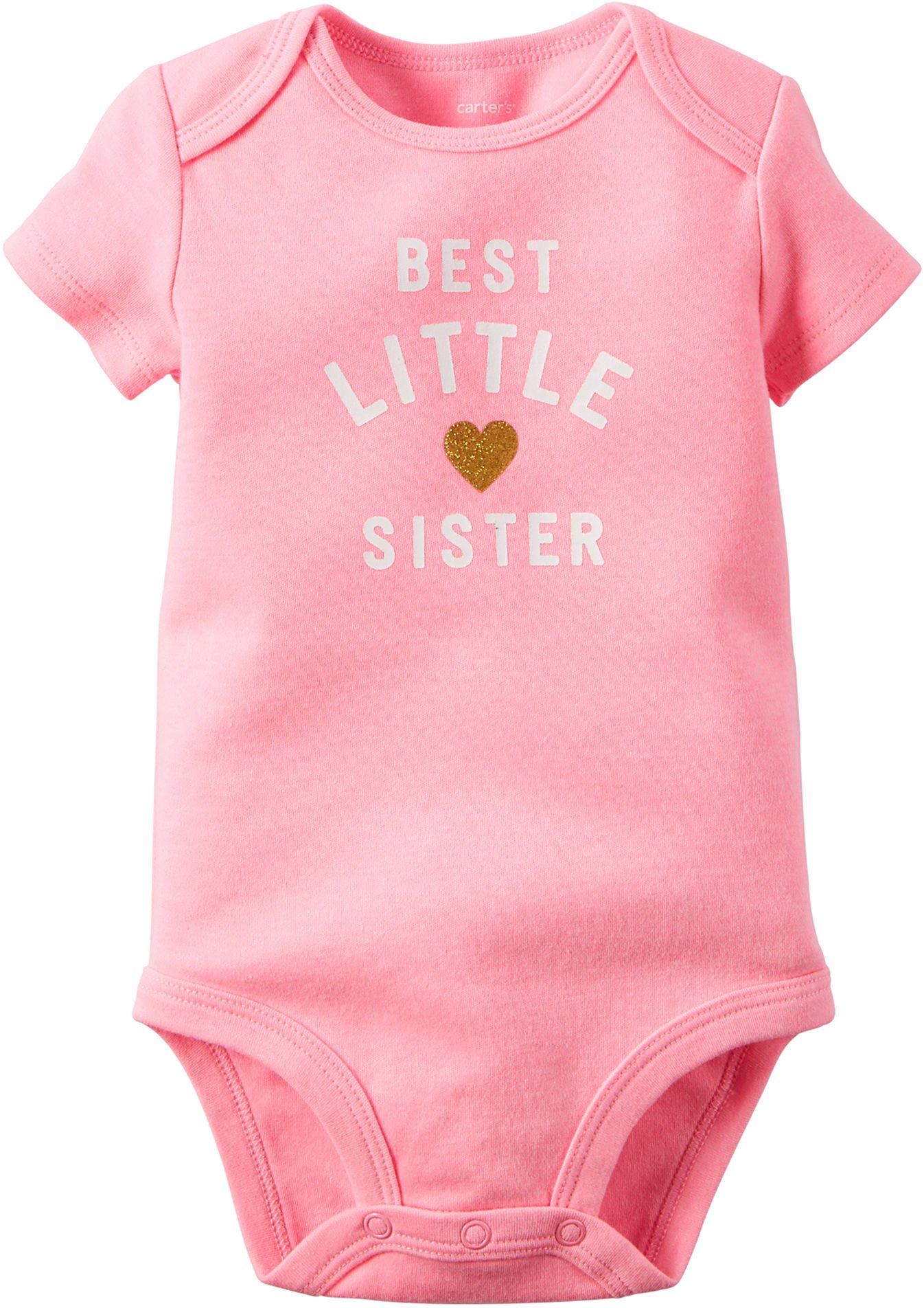 Carters Baby Girls Best Little Sister Bodysuit 12 Months Pink - Adorable Matching Outfit for Siblings, Baby Shower Gift, Photo Shoot & Family Occasions