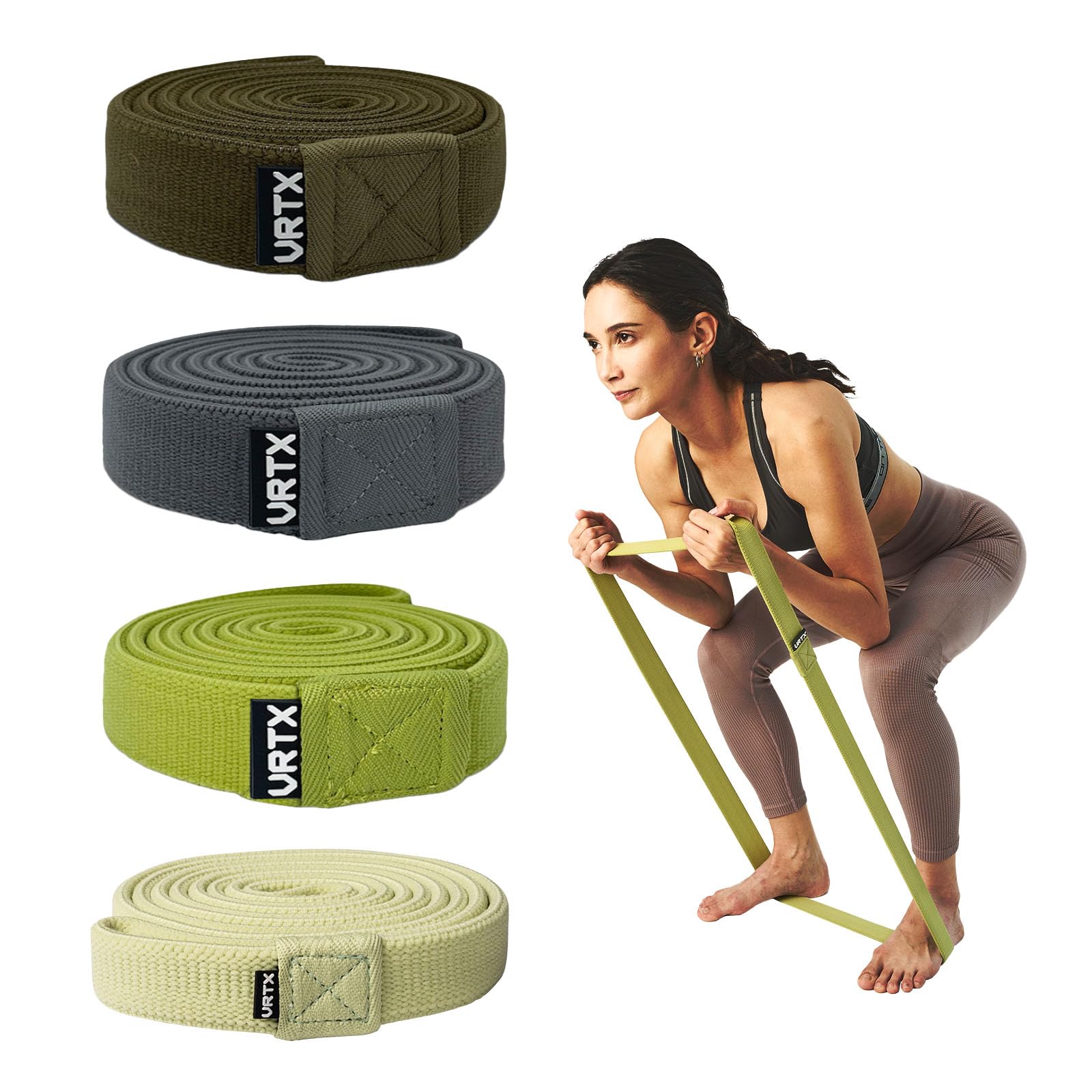 Premium VRTX Fabric Resistance Bands for Men & Women - Soft Mesh Exercise Bands for Full Body Workouts, Yoga, Stretching & Strength Training | Non-Slip, Durable Elastic Straps | Perfect for Home Gym, Physical Therapy & Fitness Classes