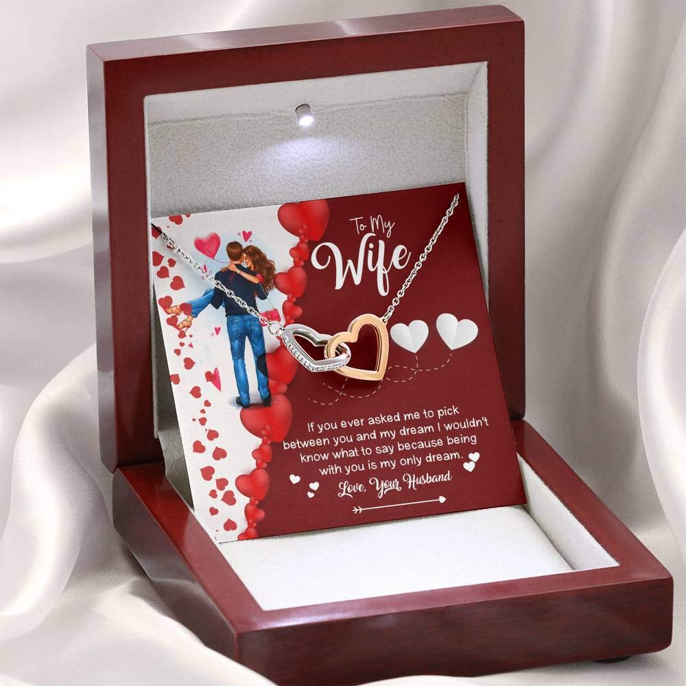 Interlocking Heart Pendant Necklace for Women - Gold & Silver Couple Jewelry Gift for Wife - Birthday, Christmas, Valentine's Day Present - Perfect for Anniversaries, Date Nights, and Romantic Occasions