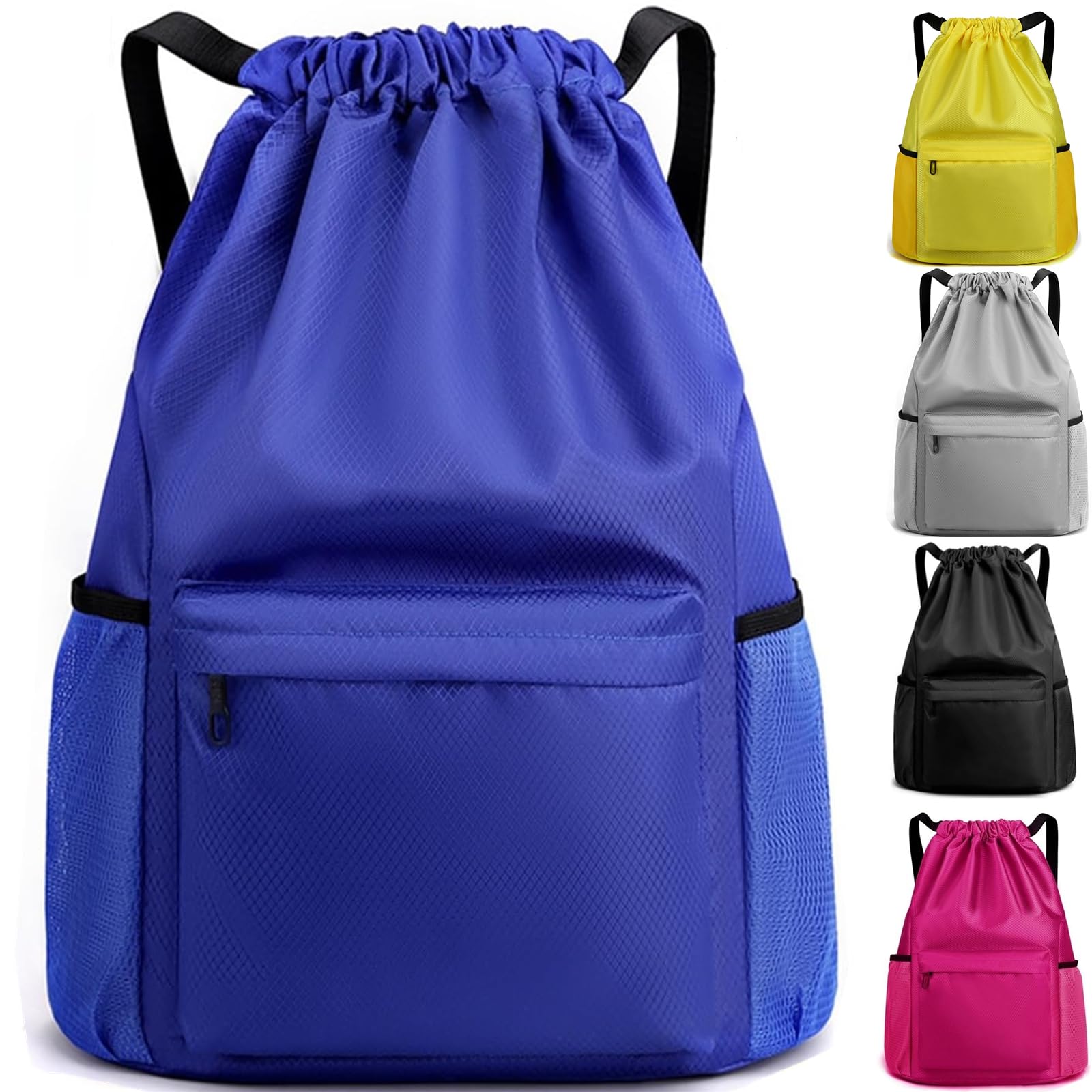 BLIRITEL Waterproof Drawstring Backpack - Lightweight Gym Sackpack for Sports, Fitness & Yoga - Casual Shopping Backpack for Men & Women (Blue) - Perfect for Workouts, Travel & Outdoor Activities