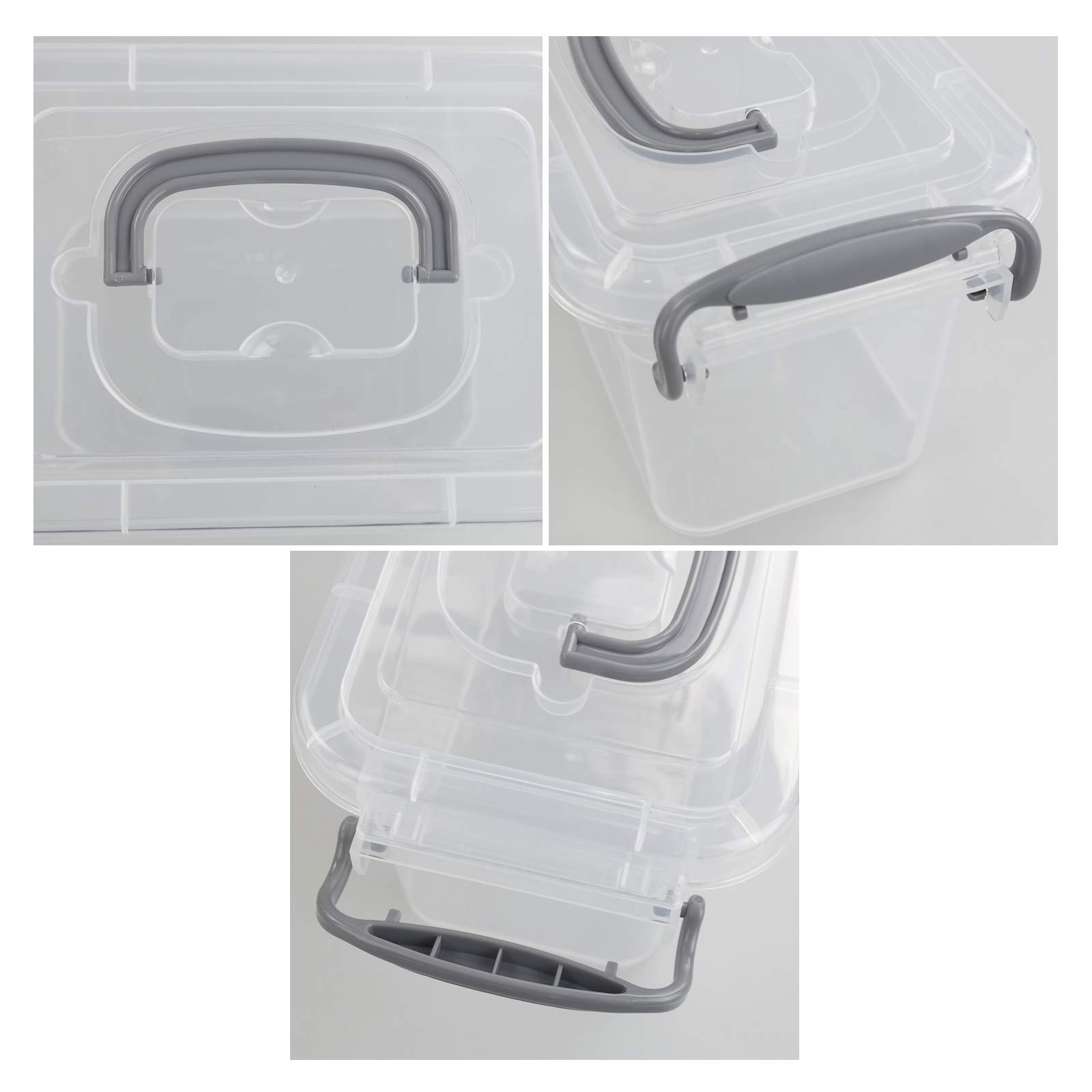 Vababa 1.5L Mini Clear Plastic Storage Boxes - 6 Pack Small Organizer Bins for Home, Office, Craft & Jewelry Organization | Stackable & Durable Containers