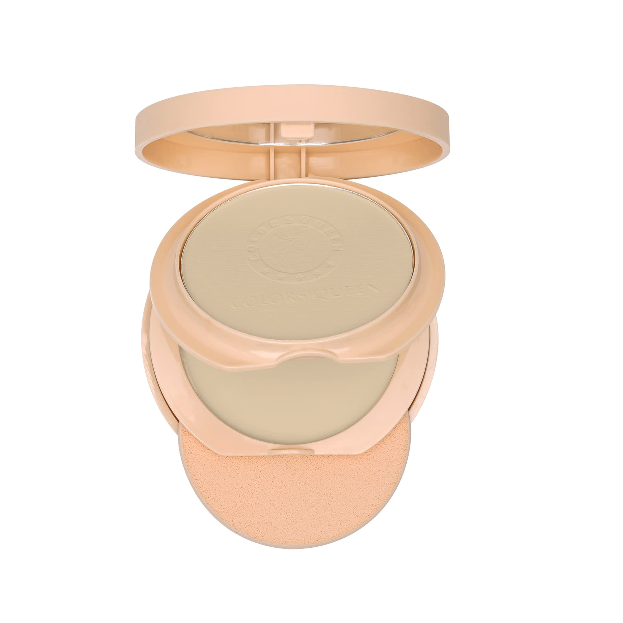 Colors Queen Oil Control Matte Compact Powder - 2-in-1 Foundation & Concealer | Long-Lasting, Waterproof, Lightweight Face Makeup (01 Ivory, 18g) | Perfect for Daily Wear, Office & Special Occasions