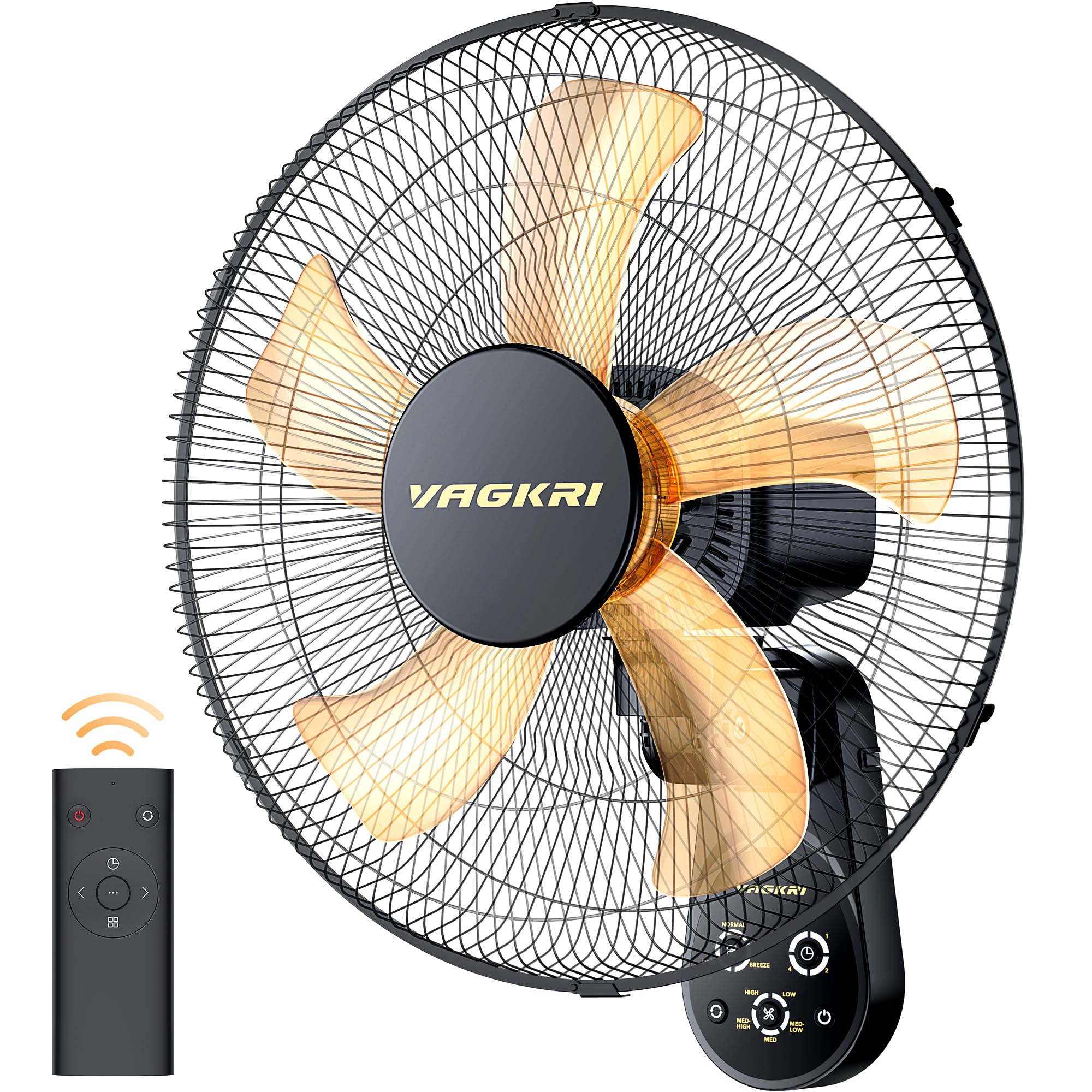 16 Inch Wall Mount Fan with Remote - 5 Speed Quiet Oscillating Fan, 5 Blades, 8 Hour Timer - Perfect for Home, Office, Bedroom, Living Room & Garage (Black) | Stay Cool During Work, Sleep & Relaxation