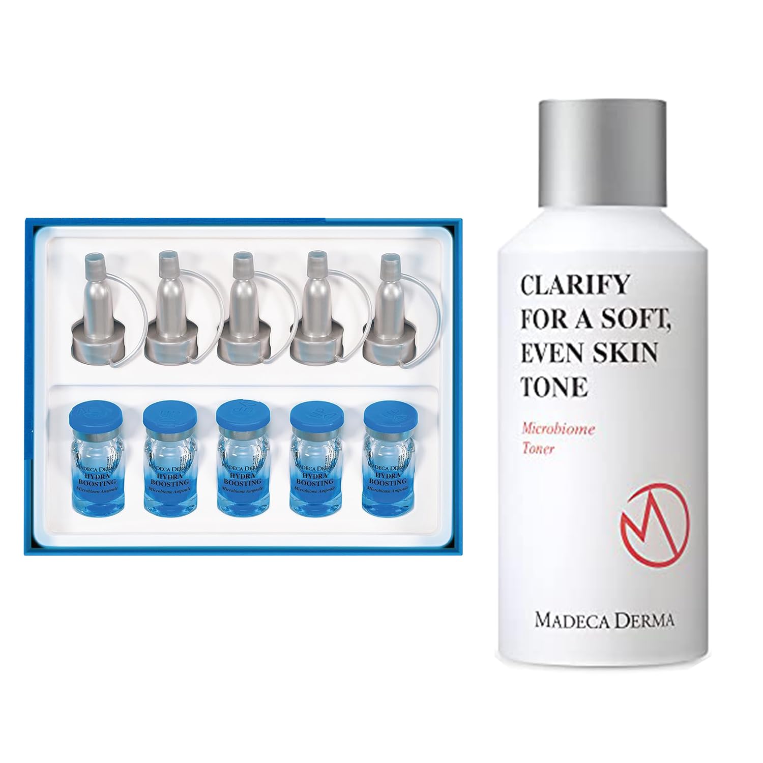 MADECA DERMA Microbiome Hydra Boosting Ampoule & Toner Gift Set - Deep Hydration, Skin Balancing Duo for Smooth Plump Skin | Korean Skincare Routine, Daily Moisturizing Treatment for Dry & Sensitive Skin