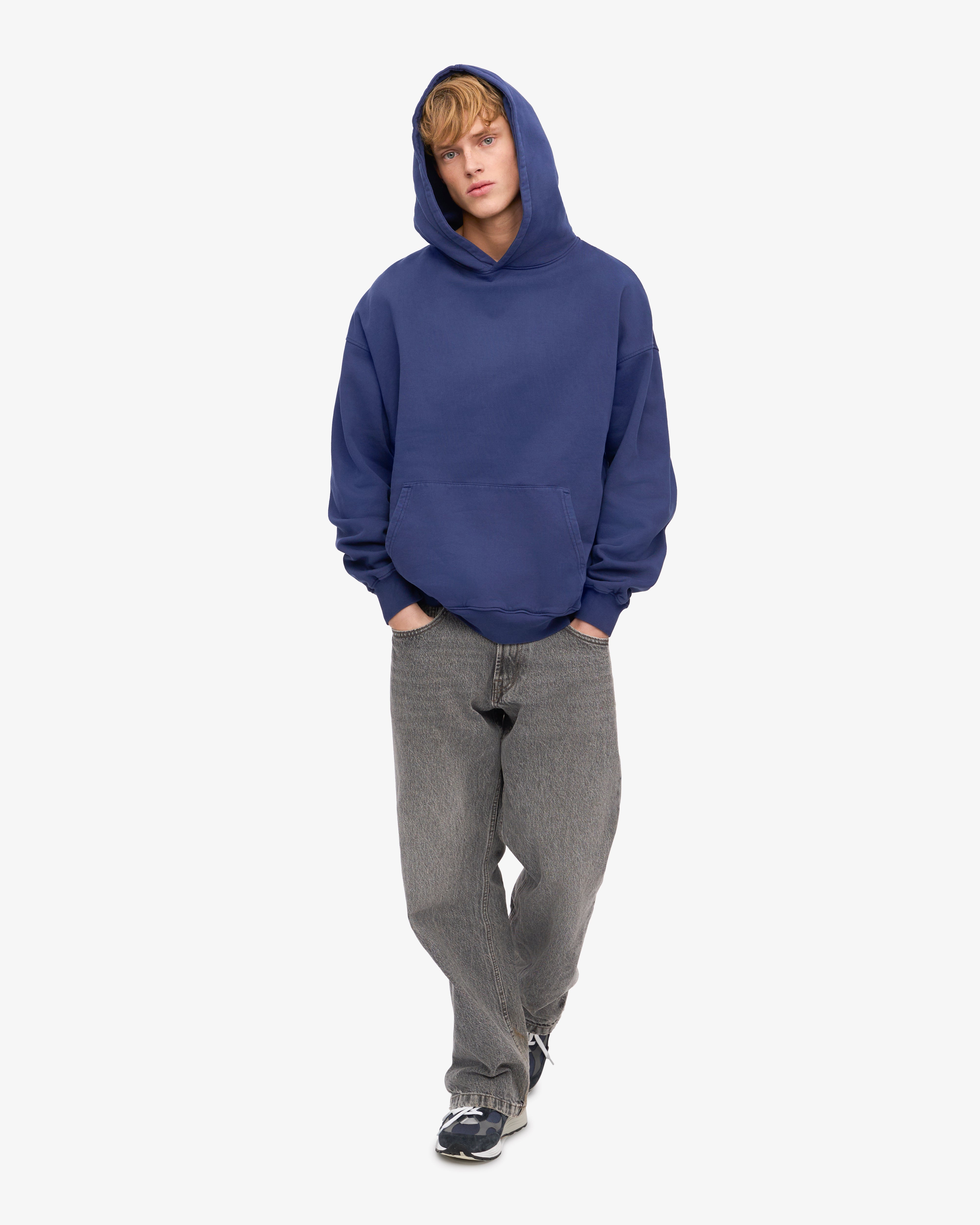 Organic Oversized Hoodie - Premium Cotton Unisex Pullover Sweatshirt in Marine Blue | Cozy Loungewear for Men & Women | Perfect for Casual Wear, Gym, and Outdoor Activities