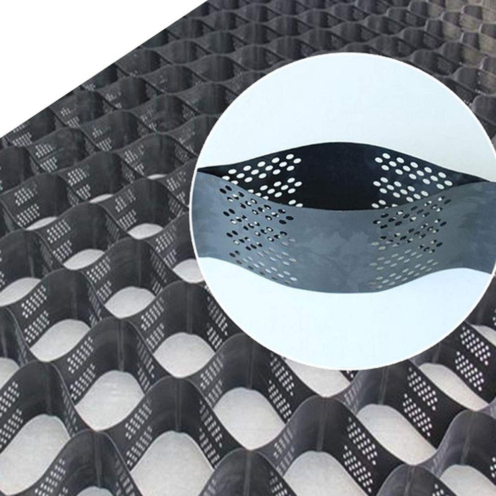 INTBUYING 8x26ft HDPE Geocell Ground Grid - 4'' Flexible Honeycomb Pavers for Driveway, Landscaping, Parking Lots & River Slope Stabilization - Durable Polypropylene Geomesh for Erosion Control & Soil Reinforcement (Black)