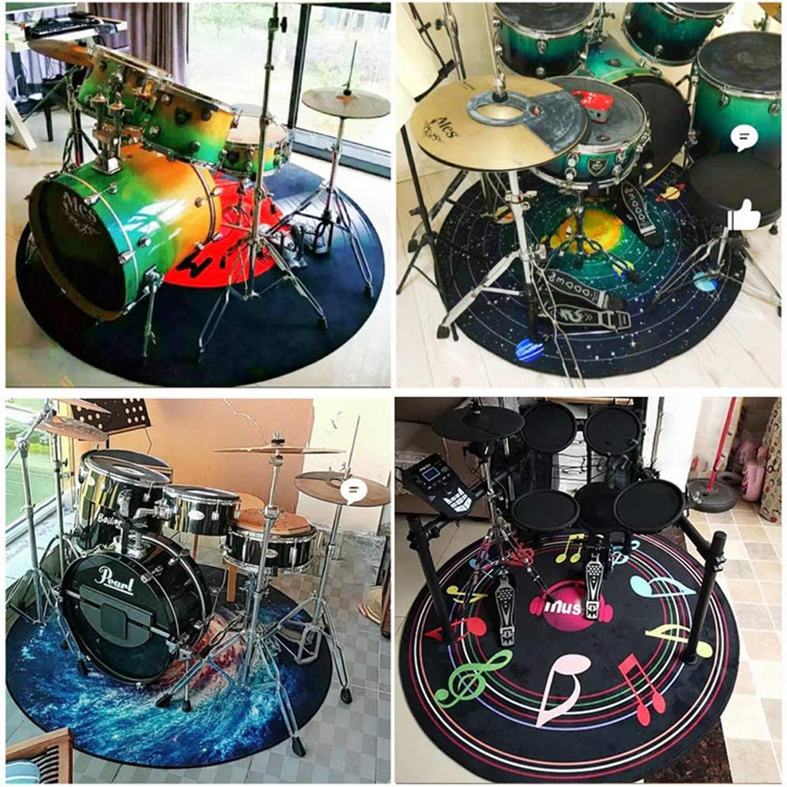 Premium Soundproof Drum Rug - Non-Slip Thickened Mat for Bass, Snare & Electronic Drum Kits - Jazz & Rock Performance Carpet (Small, Color C) - Perfect for Home Studios, Live Gigs & Practice Rooms