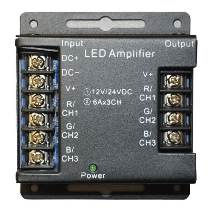 24V RGB LED Strip Lights with Signal Amplifier - Waterproof Flexible Lighting for Home, Party, and Outdoor Decoration