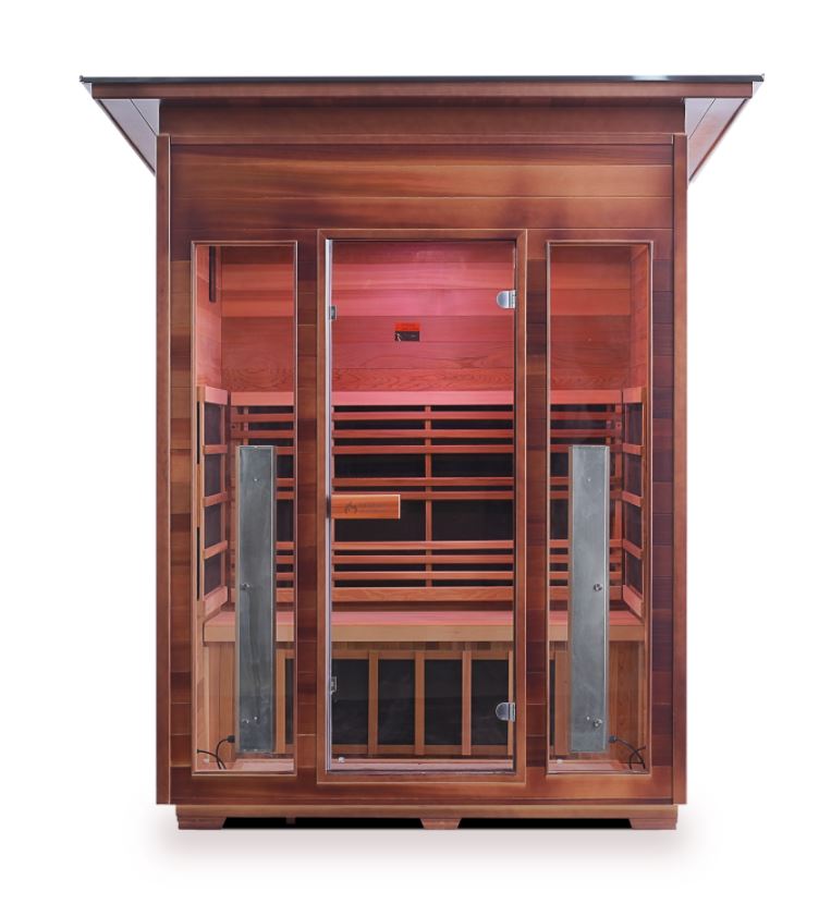 Enlighten Sauna Rustic 3-Person Full Spectrum Infrared Sauna for Indoor & Outdoor Use - Perfect for Home Relaxation, Detox, and Muscle Recovery