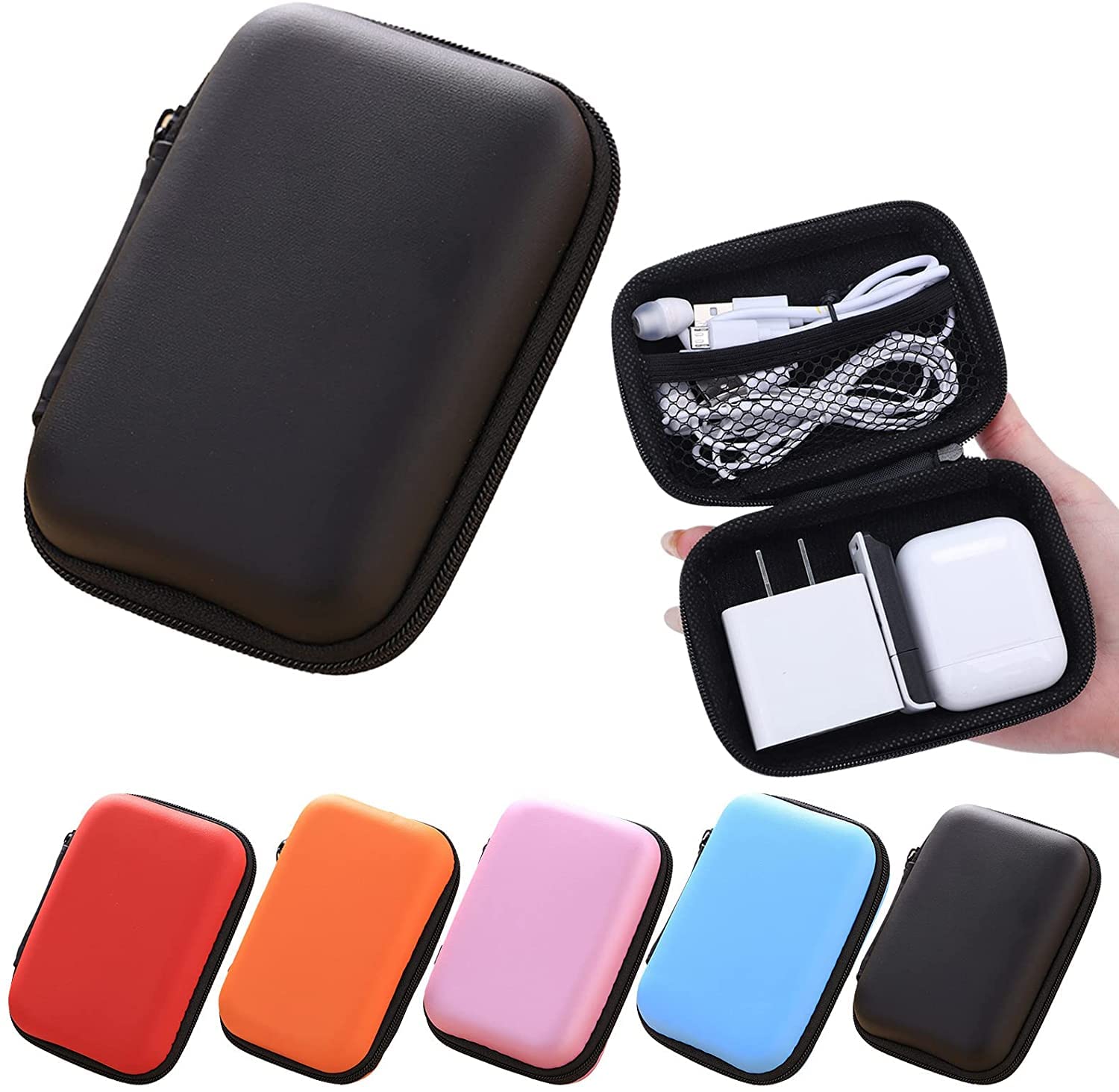 5-Pack Travel Cable Organizer Bag - Waterproof Mesh Electronic Accessories Case for Chargers, Headphones, Hard Drives & Game Cards - Perfect for Business Trips, Vacations & Daily Commute Organization
